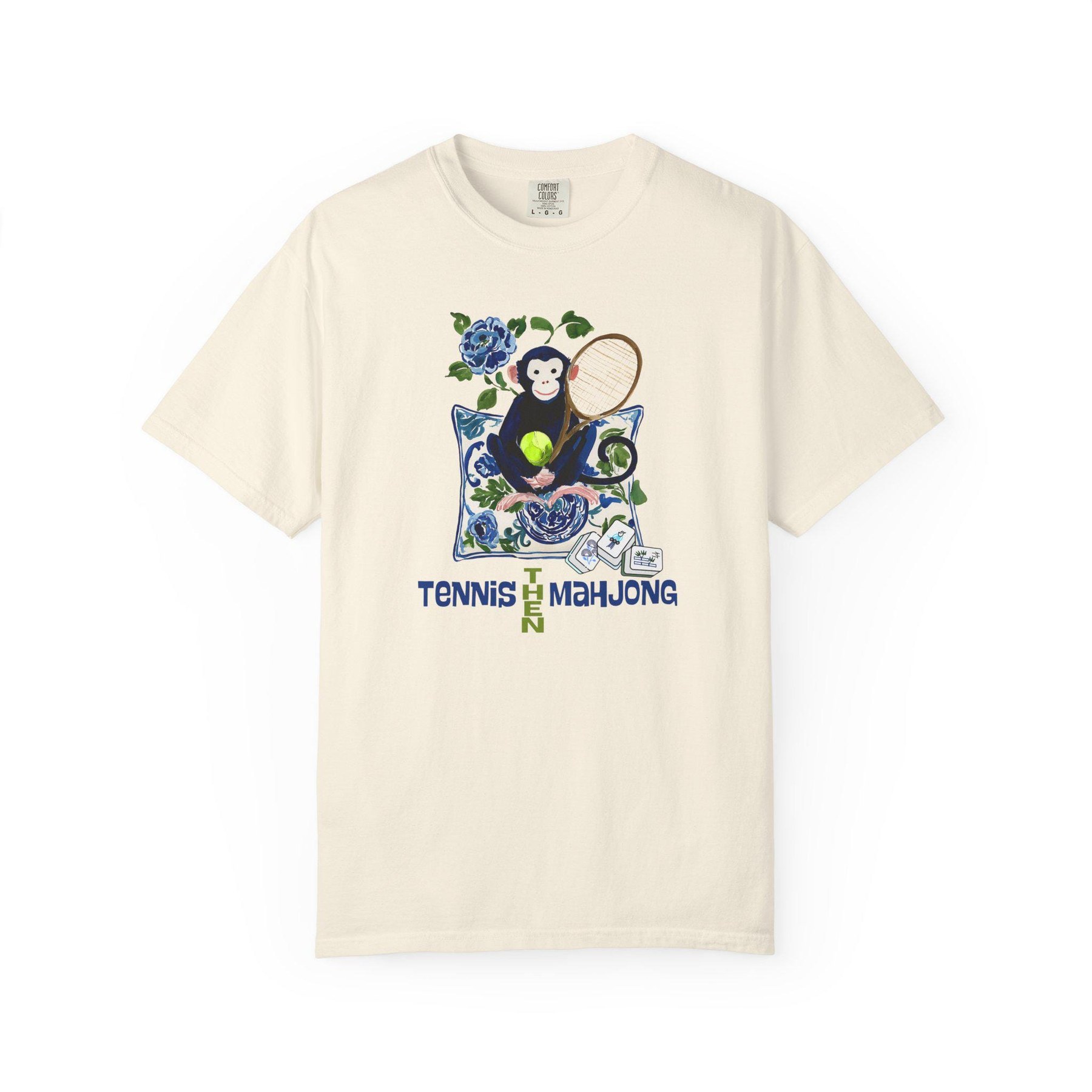 Mahjong Monkey "Tennis Then Mahjong" Comfort Colors™ T-Shirt, view 5