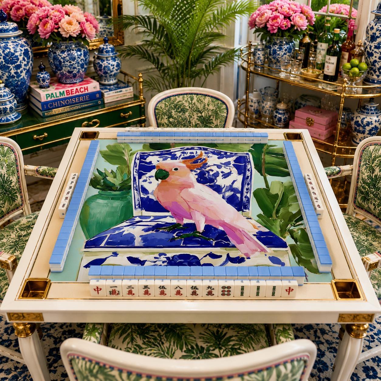 Mahjong Chinoiserie Cockatoo Game Mat, view 2