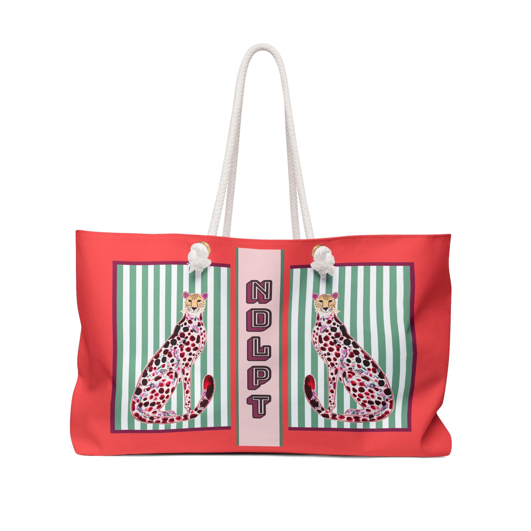 Needlepoint Tote Bag NDLPT, Red Chinoiserie Cheetah Stitcher, Preppy Leopard Grandmillennial Project Carrier, Sewing Travel, Stitching Gift