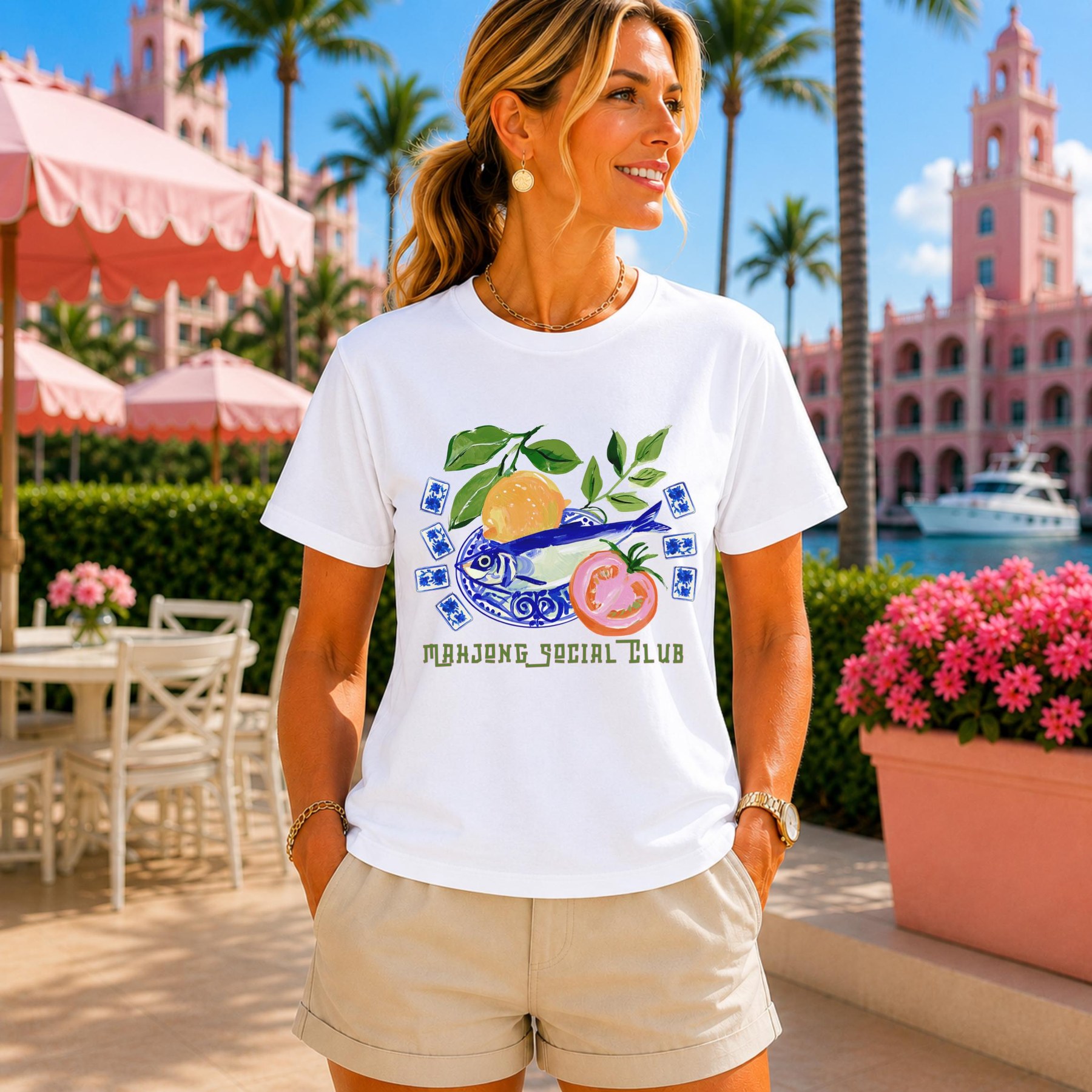 Coastal "Mahjong Social Club" Comfort Colors™ T-Shirt, view 3