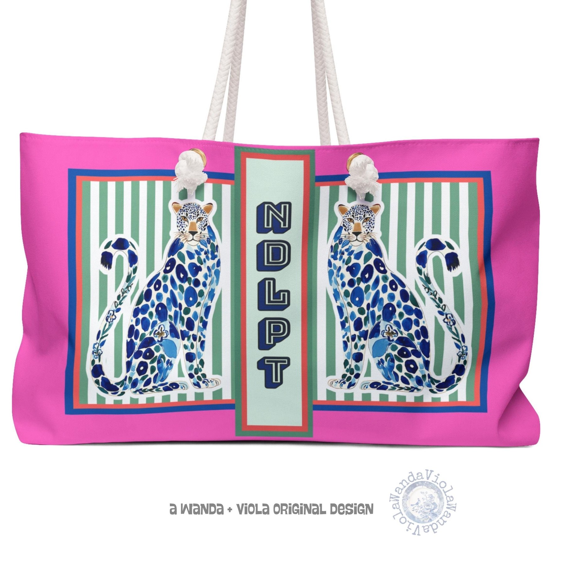 Needlepoint Tote Bag NDLPT, Chinoiserie Cheetah Stitcher, Preppy Leopard Grandmillennial Project Carrier, Sewing Travel, Stitching Gift