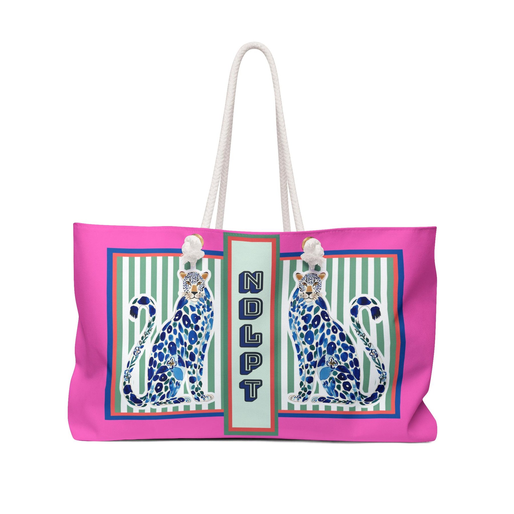 Needlepoint Tote Bag NDLPT, Chinoiserie Cheetah Stitcher, Preppy Leopard Grandmillennial Project Carrier, Sewing Travel, Stitching Gift, view 7