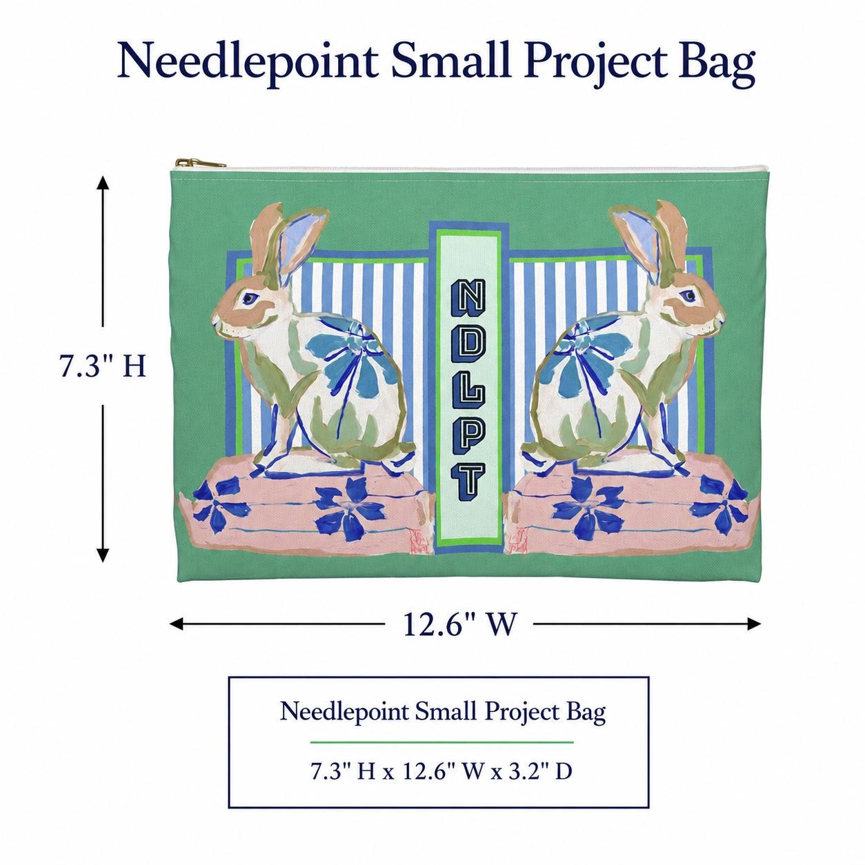 Needlepoint Painted Rabbit Accessory Pouch, view 6
