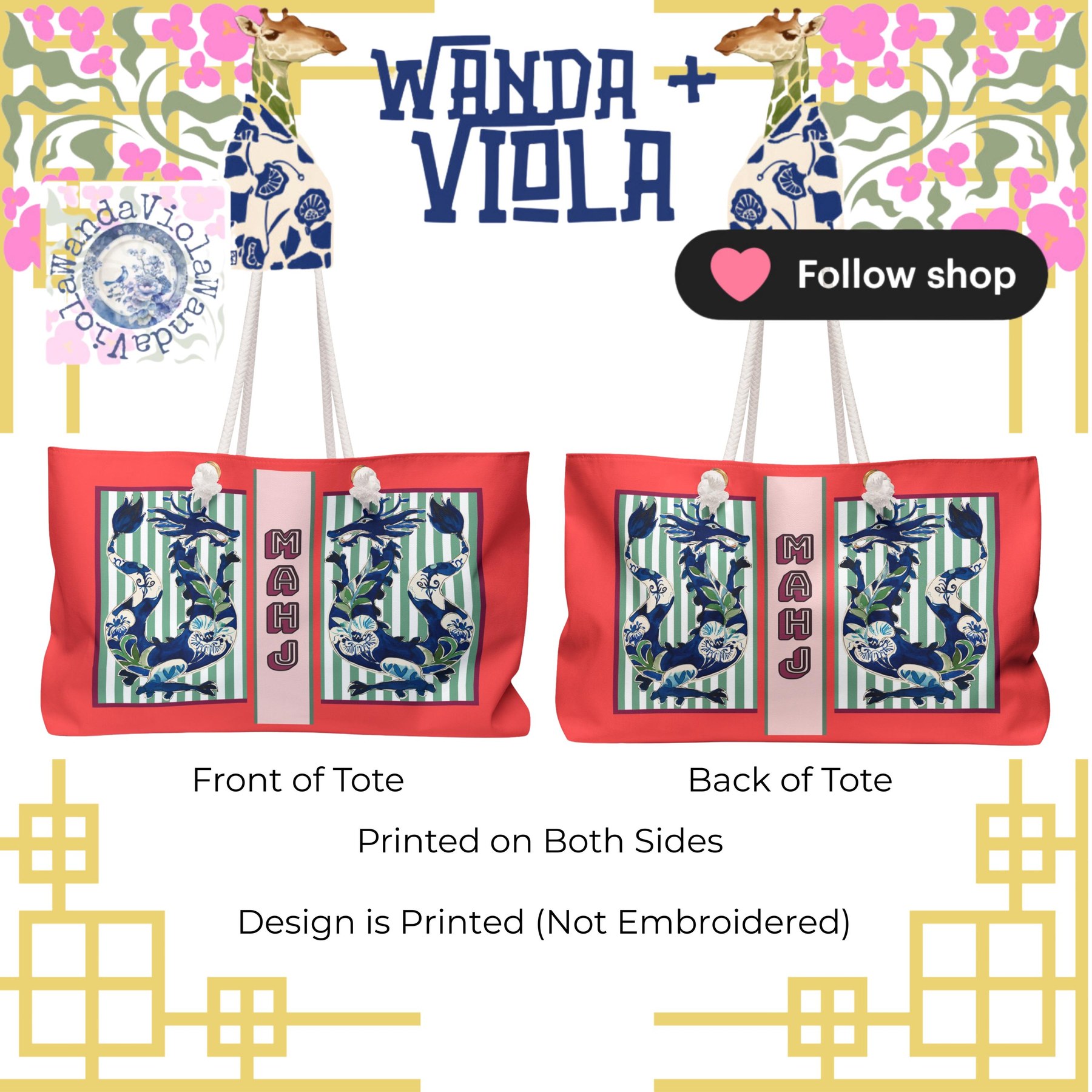 Mahjong Dragon Tote Bag, view 3