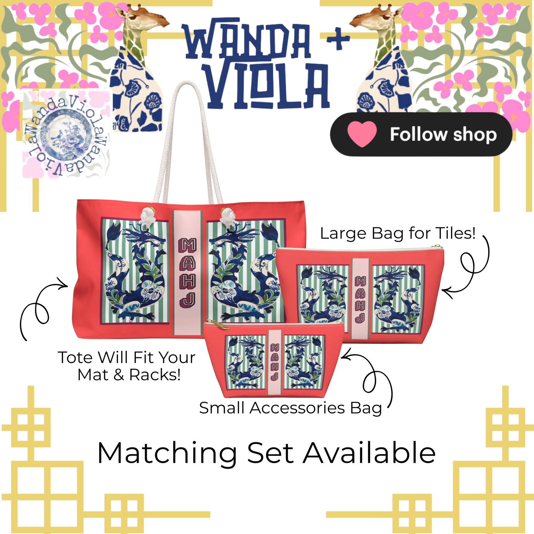 Mahjong Dragon Tote Bag, view 8