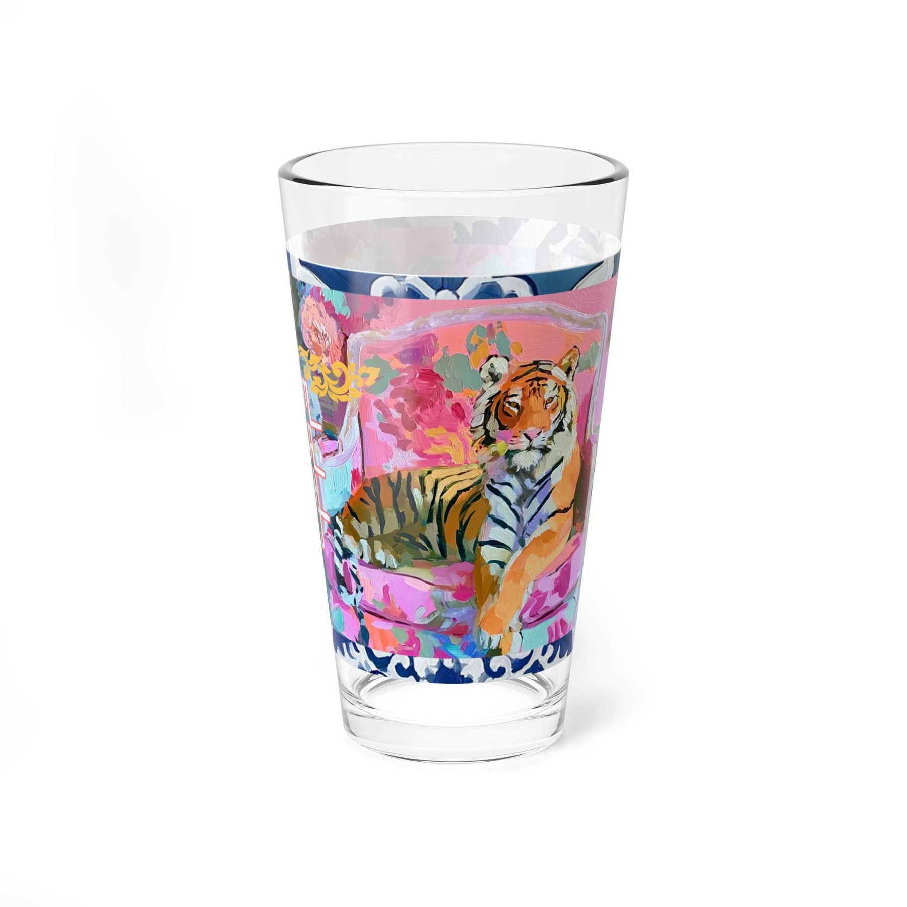Mahjong Tiger Pint Glass Set of Four