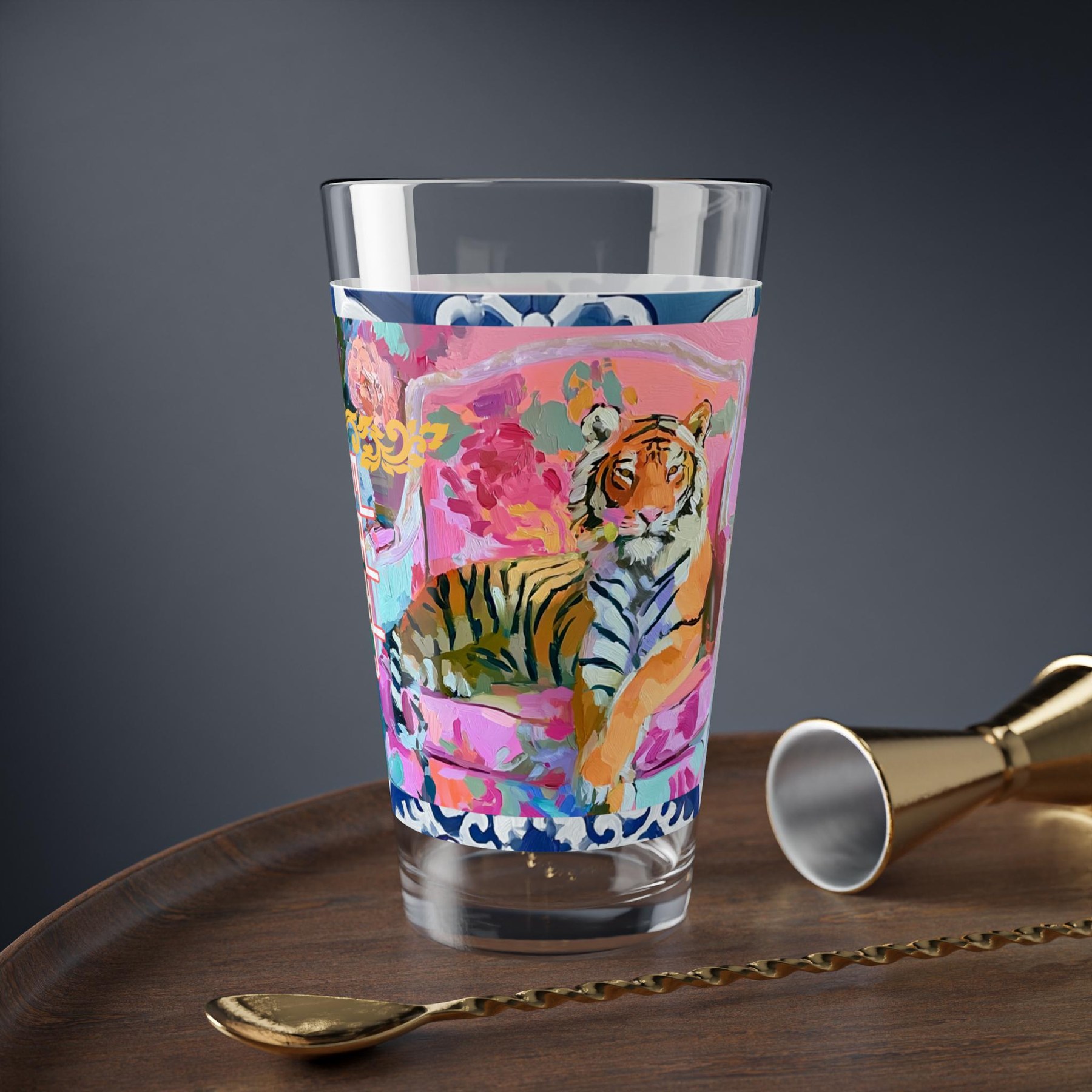 Mahjong Tiger Pint Glass Set of Four, view 5
