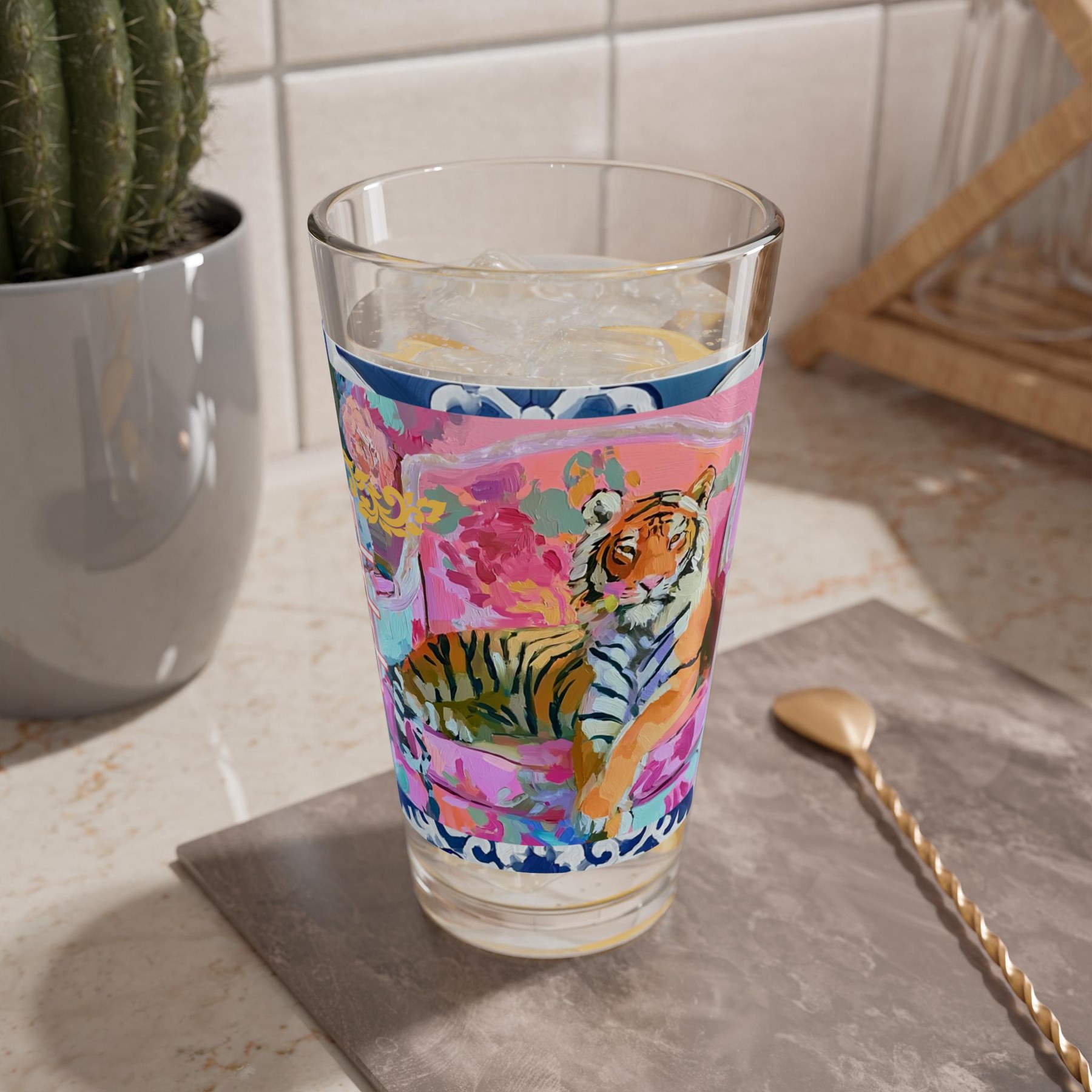 Mahjong Tiger Pint Glass Set of Four, view 6