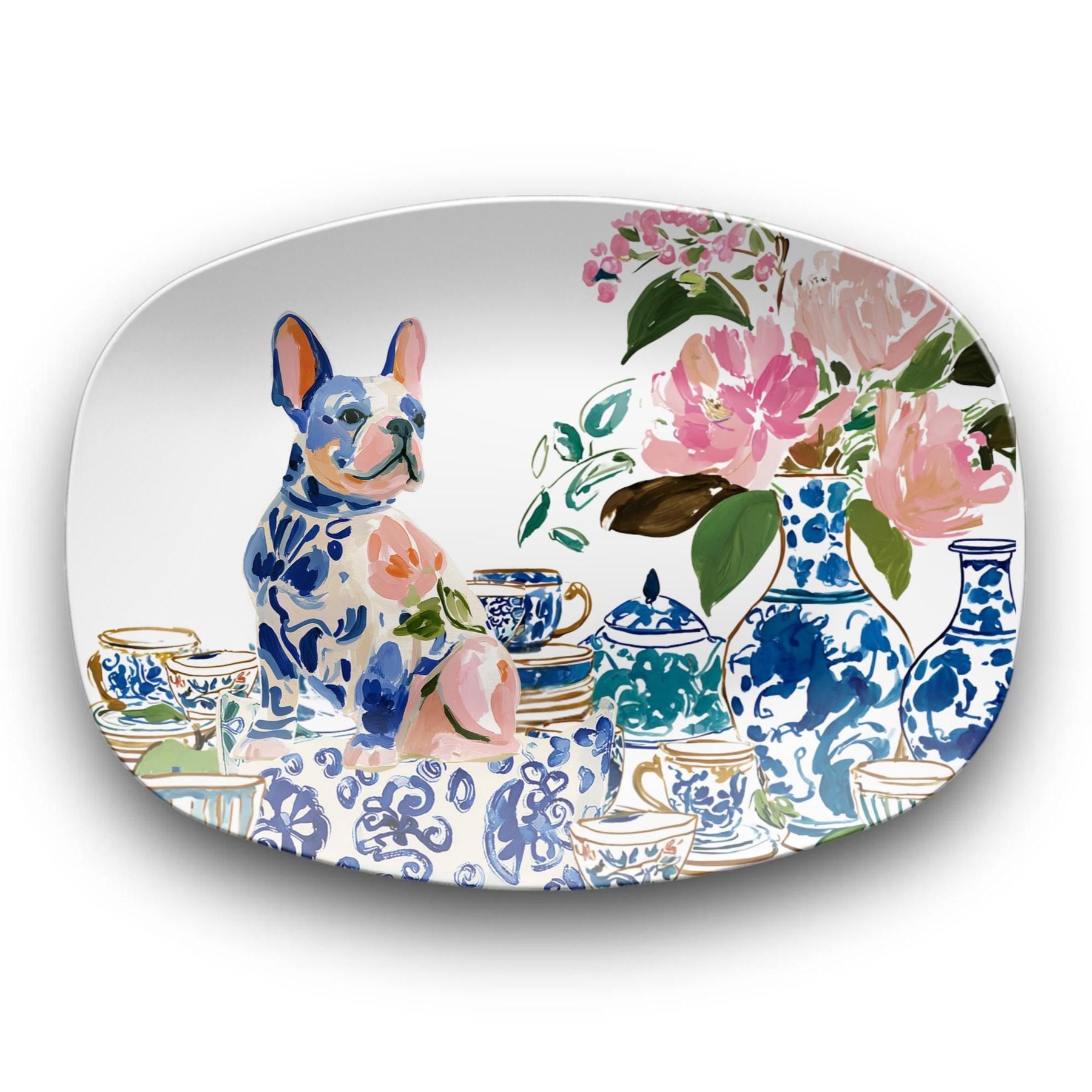 French Bulldog Chinoiserie Platter