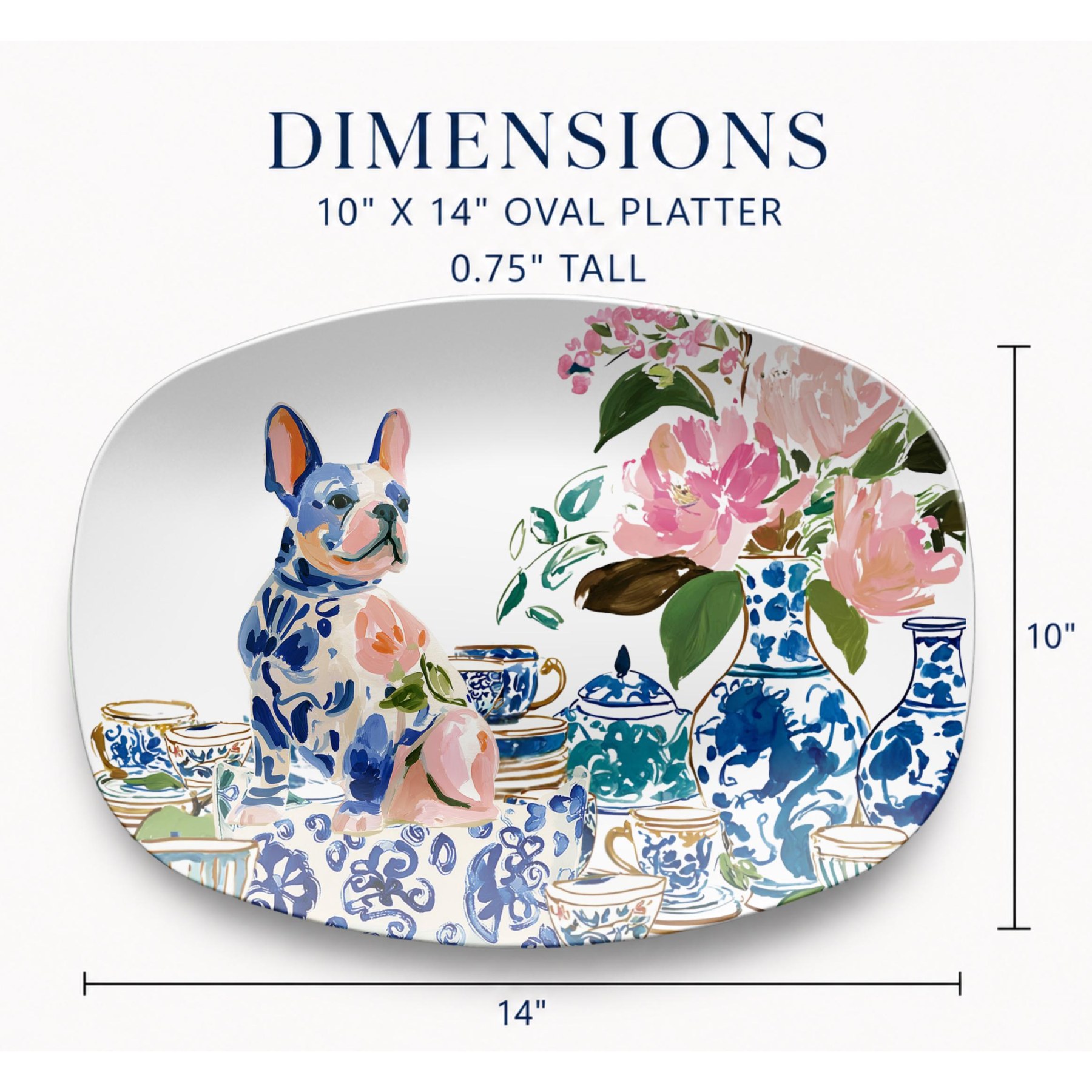 French Bulldog Chinoiserie Platter, view 3