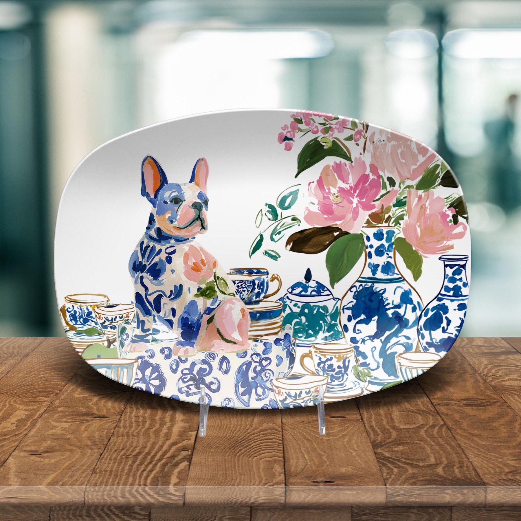 French Bulldog Chinoiserie Platter, view 4