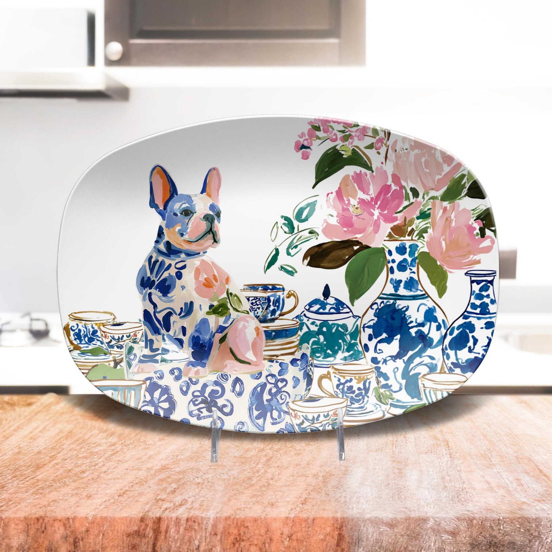 French Bulldog Chinoiserie Platter, view 5