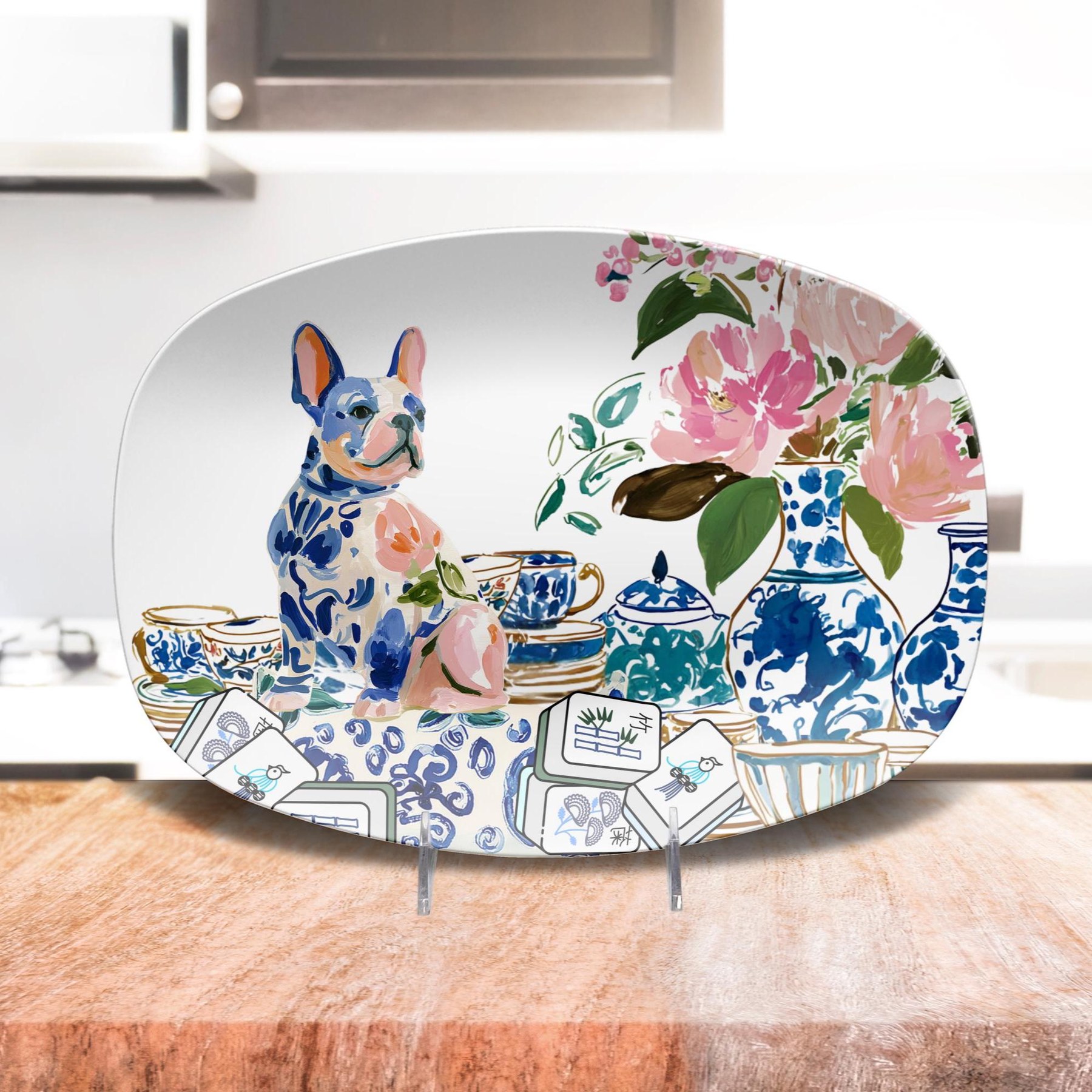 Mahjong Chinoiserie French Bulldog Platter, view 5