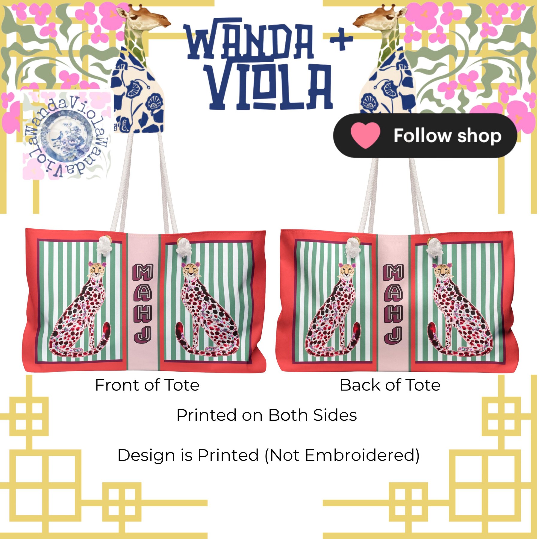 Mahjong Cheetah Tote Bag, view 6