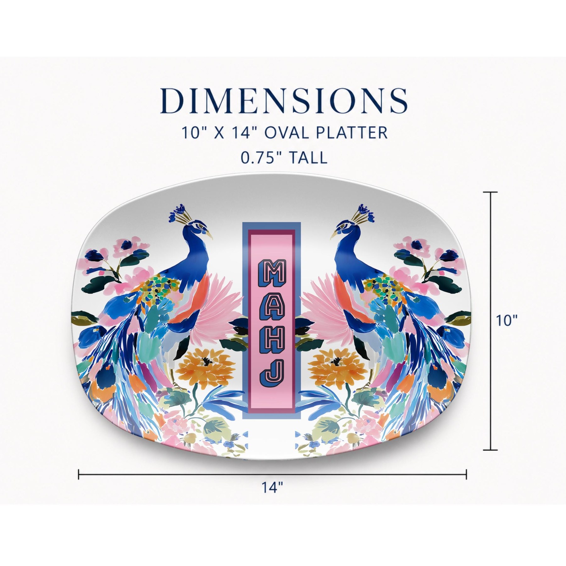 Mahjong Chinoiserie Peacocks Serving Tray, view 6