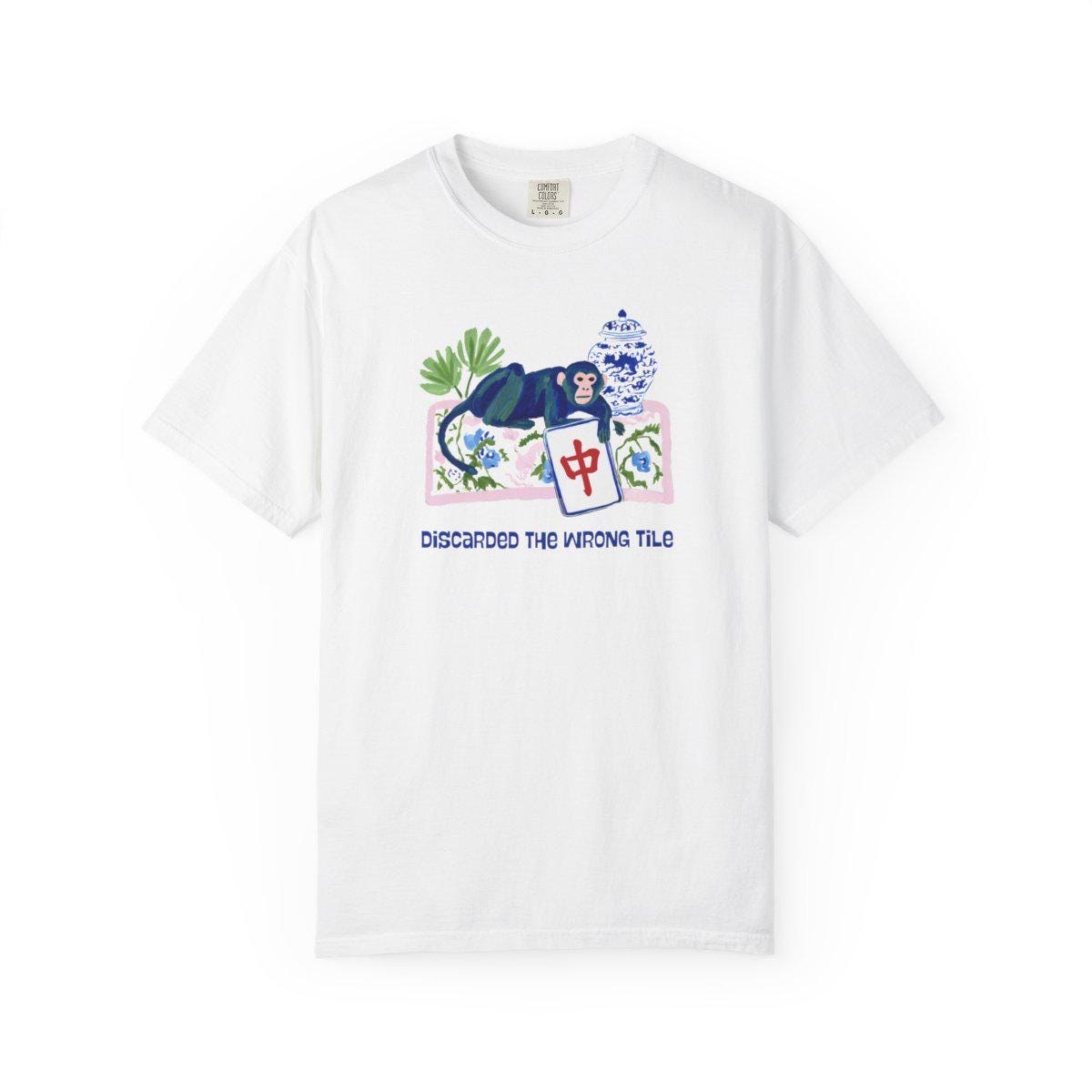 Mahjong Funny "Discarded the Wrong Tile" Comfort Colorsโข T-Shirt, view 3