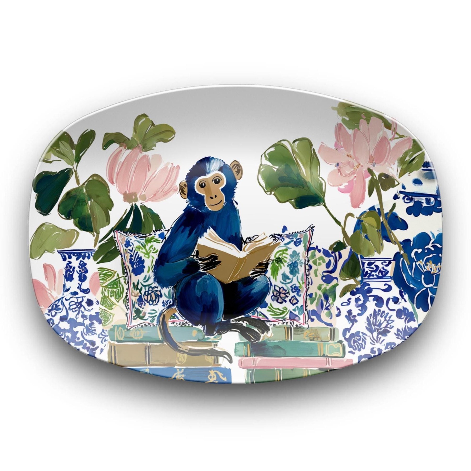 Reading Monkey Chinioserie Platter