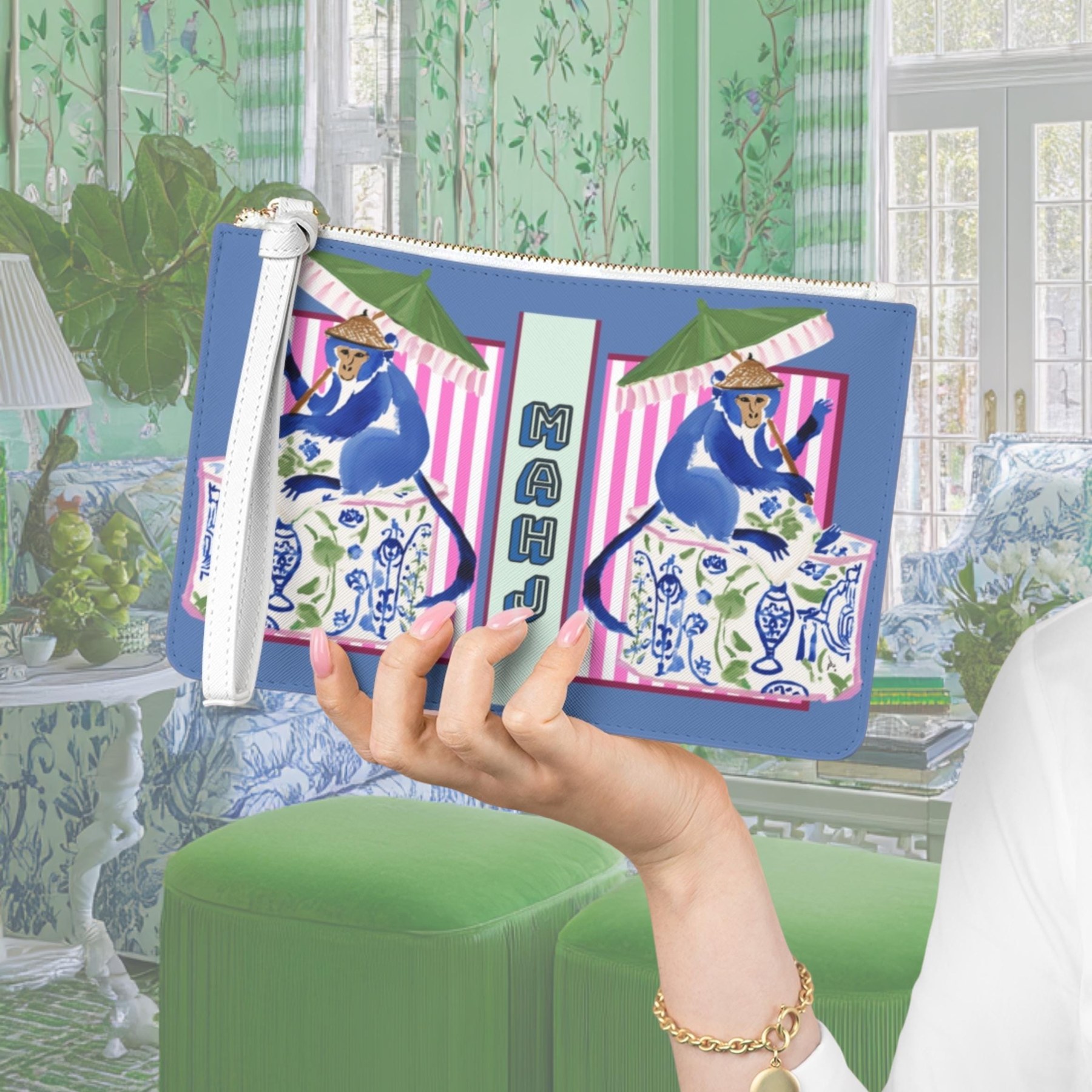 Mahjong Chinoiserie Monkey Card Holder, view 5