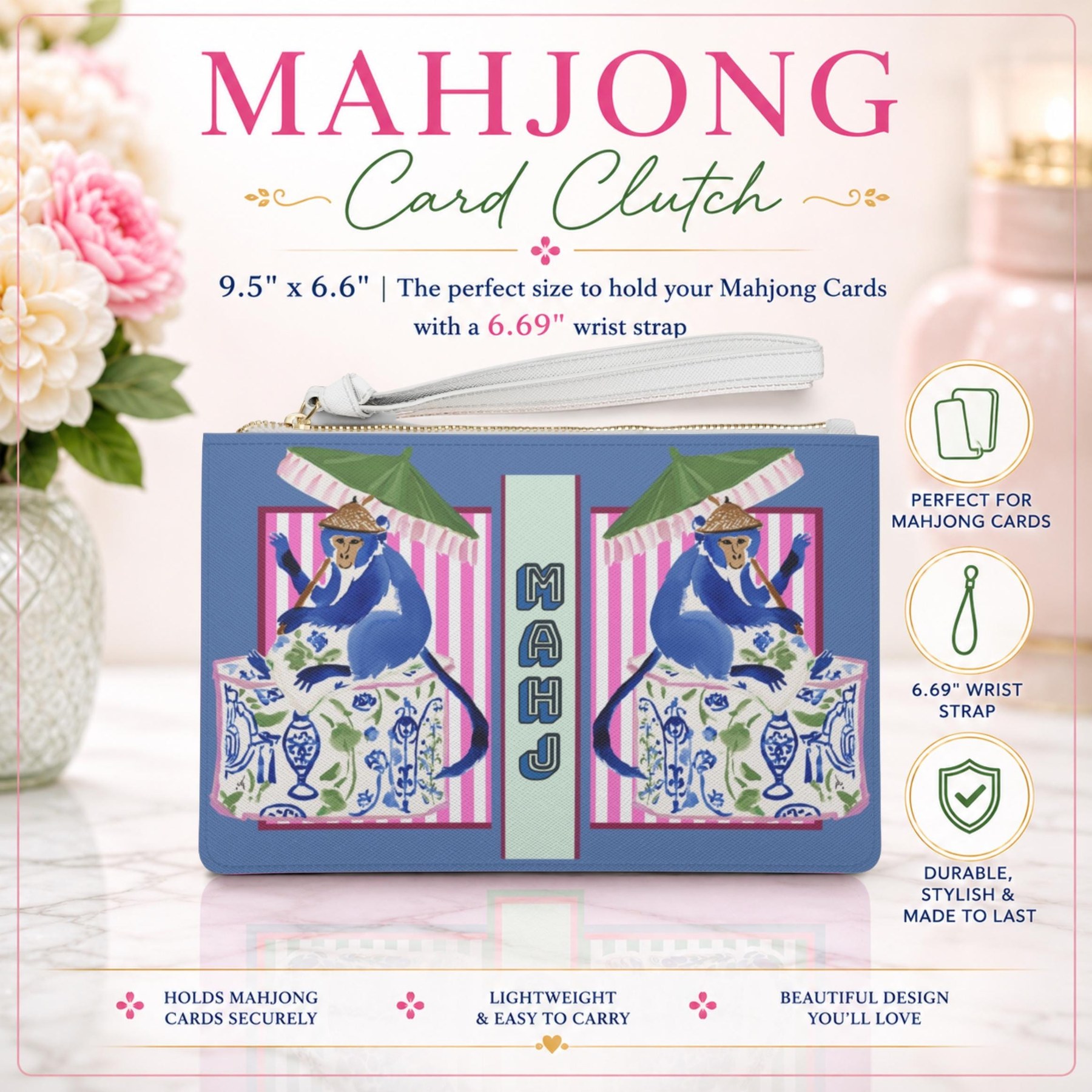 Mahjong Chinoiserie Monkey Card Holder, view 7
