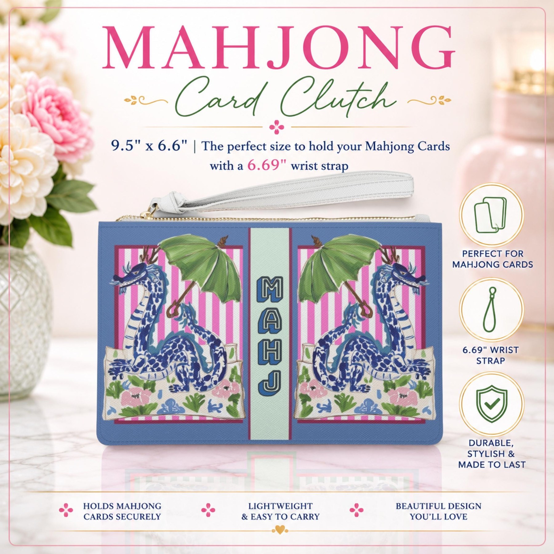 Mahjong Chinoiserie Dragon Card Clutch, view 6