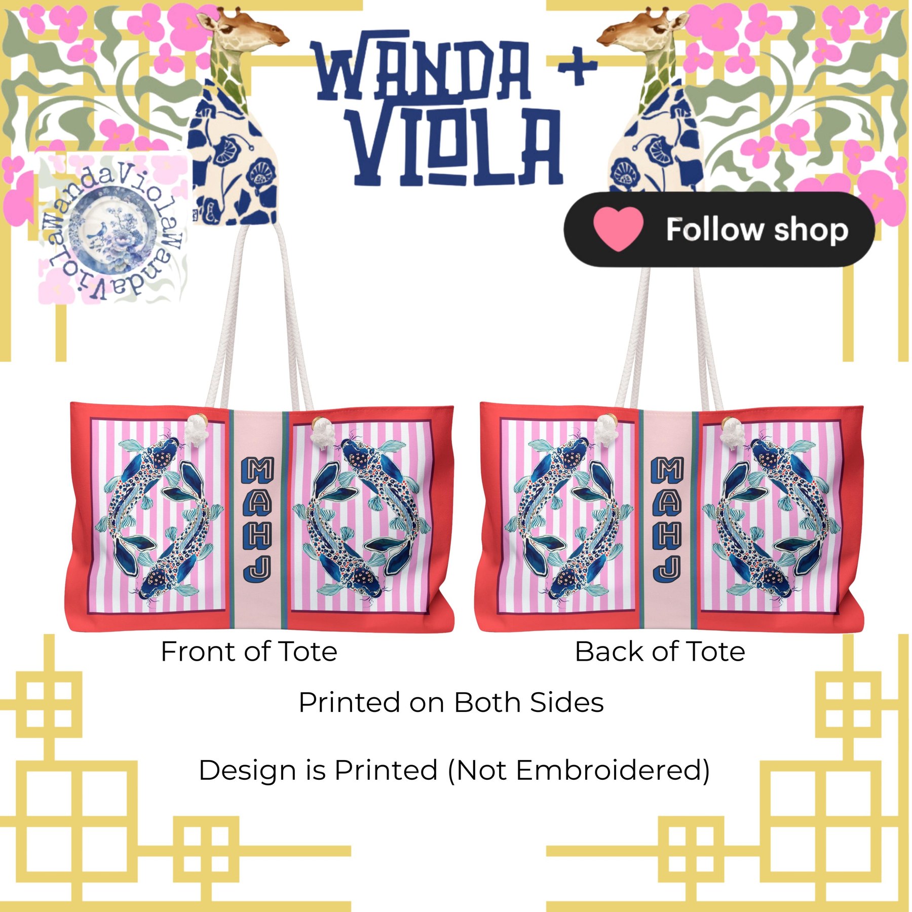Mahjong Koi Fish Tote Bag, view 7