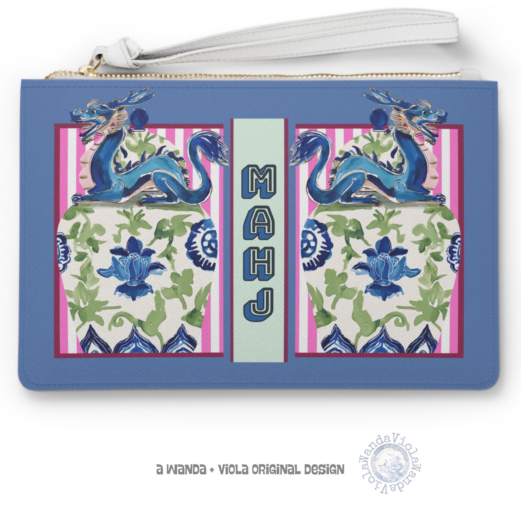 Mahjong Chinoiserie Ginger Jar Dragon Card Clutch