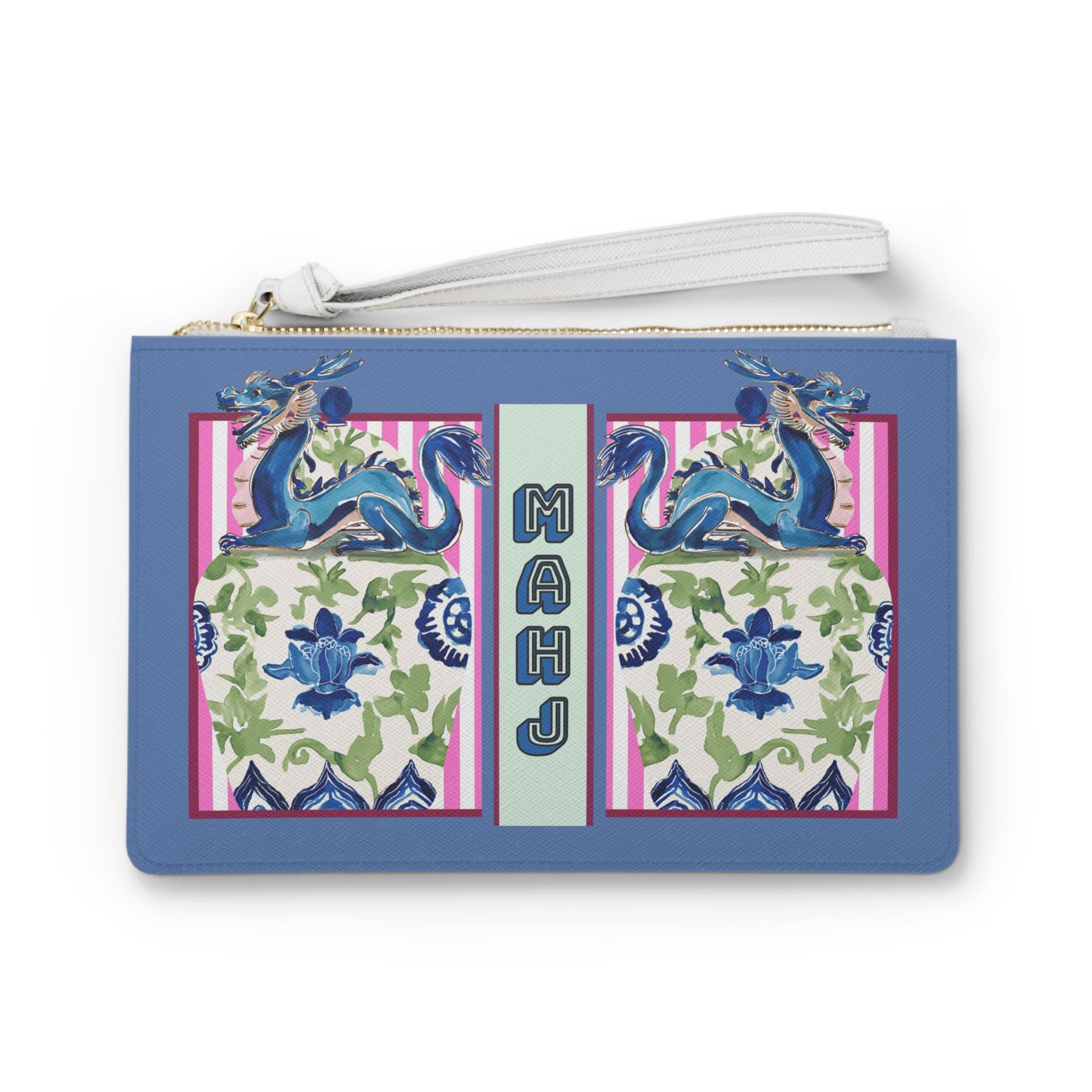 Mahjong Chinoiserie Ginger Jar Dragon Card Clutch, view 2