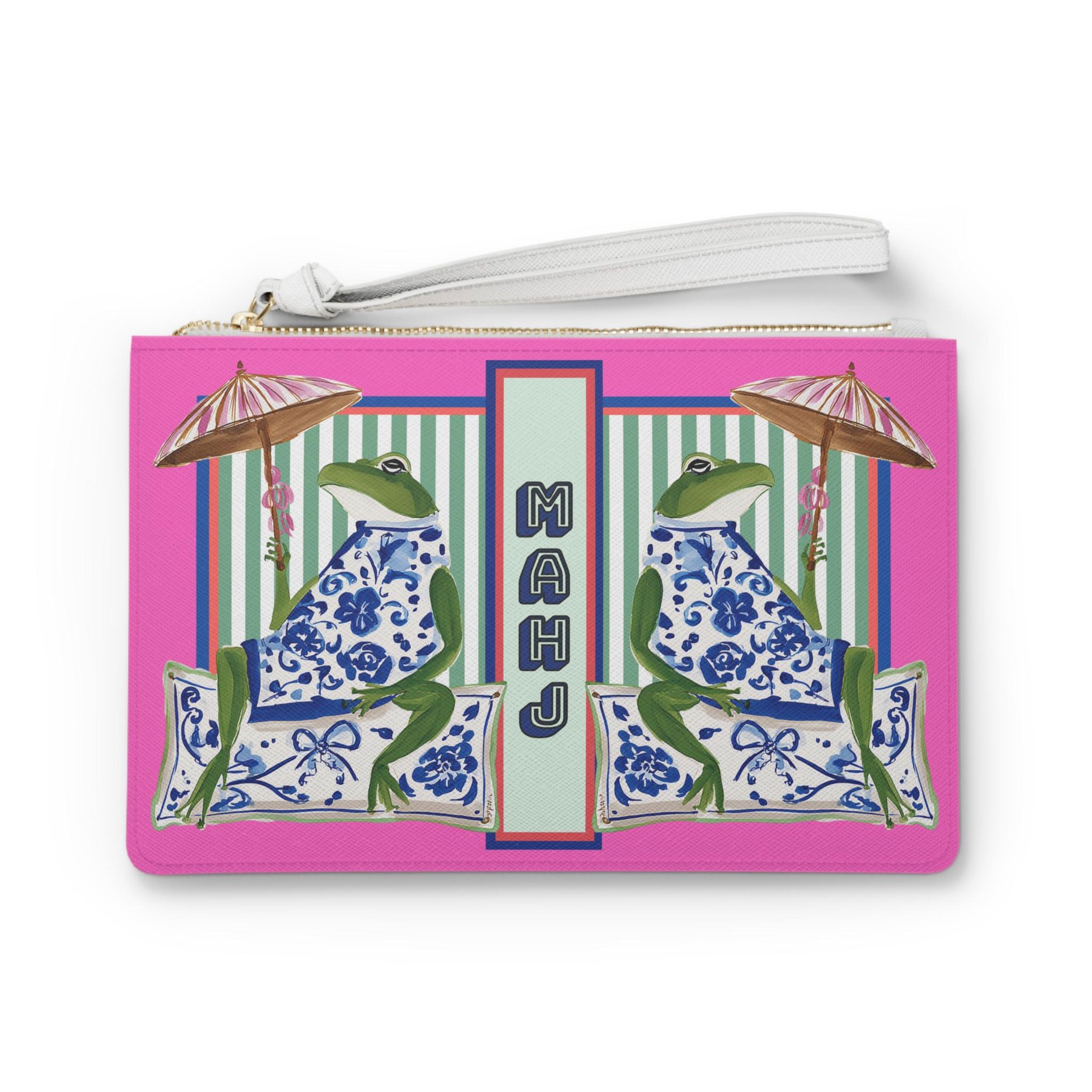 Mahjong Card Clutch with Chinoiserie Frog, view 3