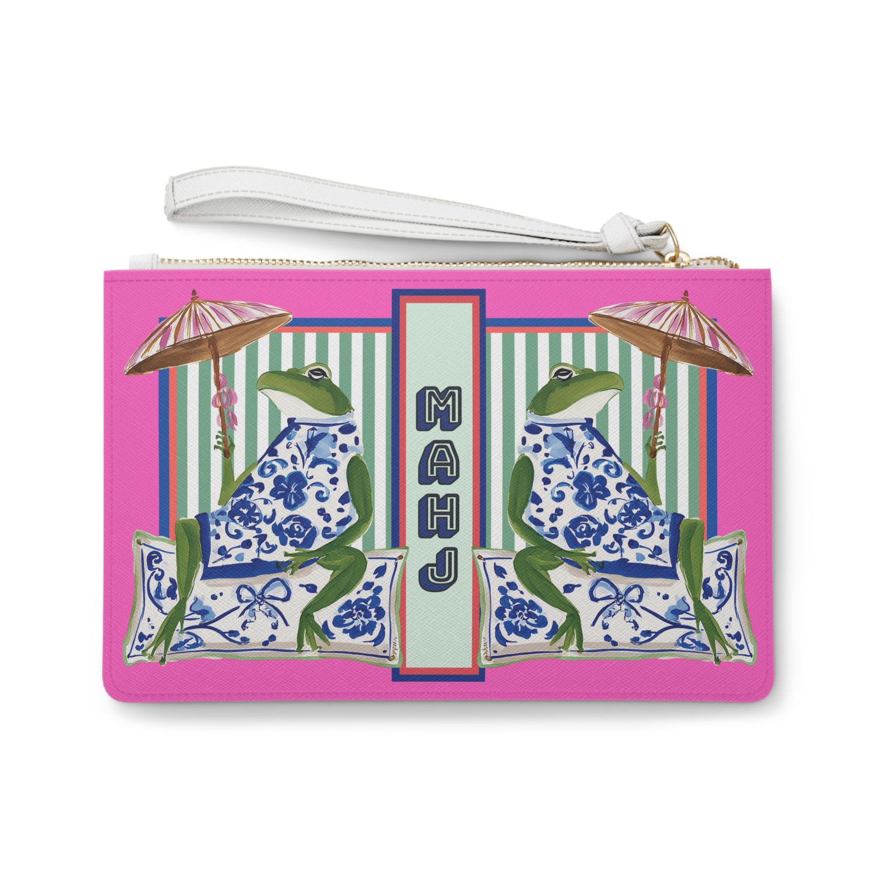 Mahjong Card Clutch with Chinoiserie Frog, view 4