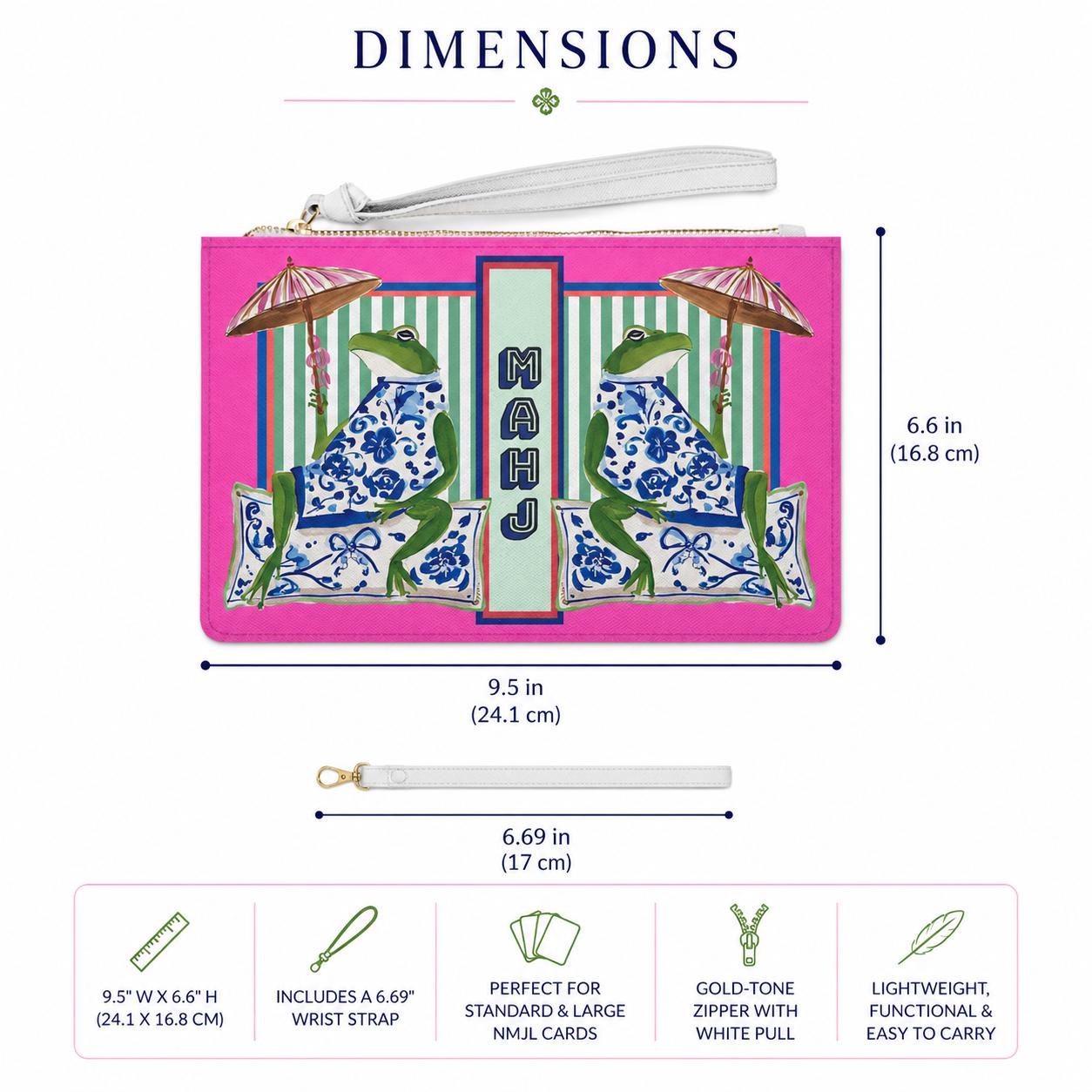 Mahjong Card Clutch with Chinoiserie Frog, view 6