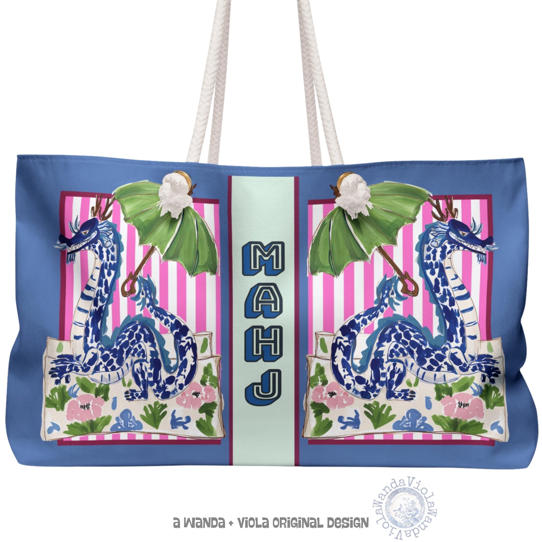 Mahjong Chinoiserie Dragon Tote Bag