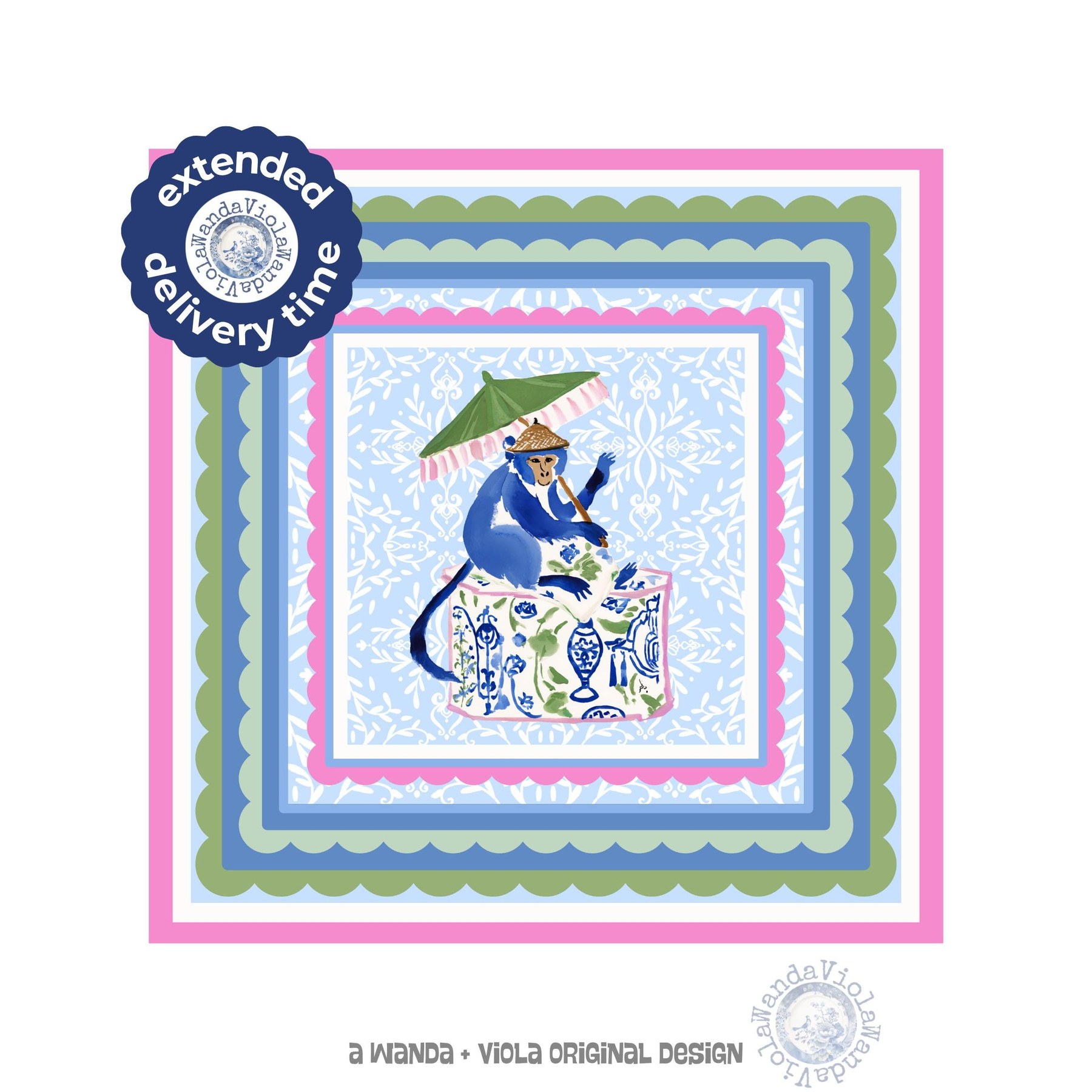 Mahjong Chinoiserie Monkey Game Mat
