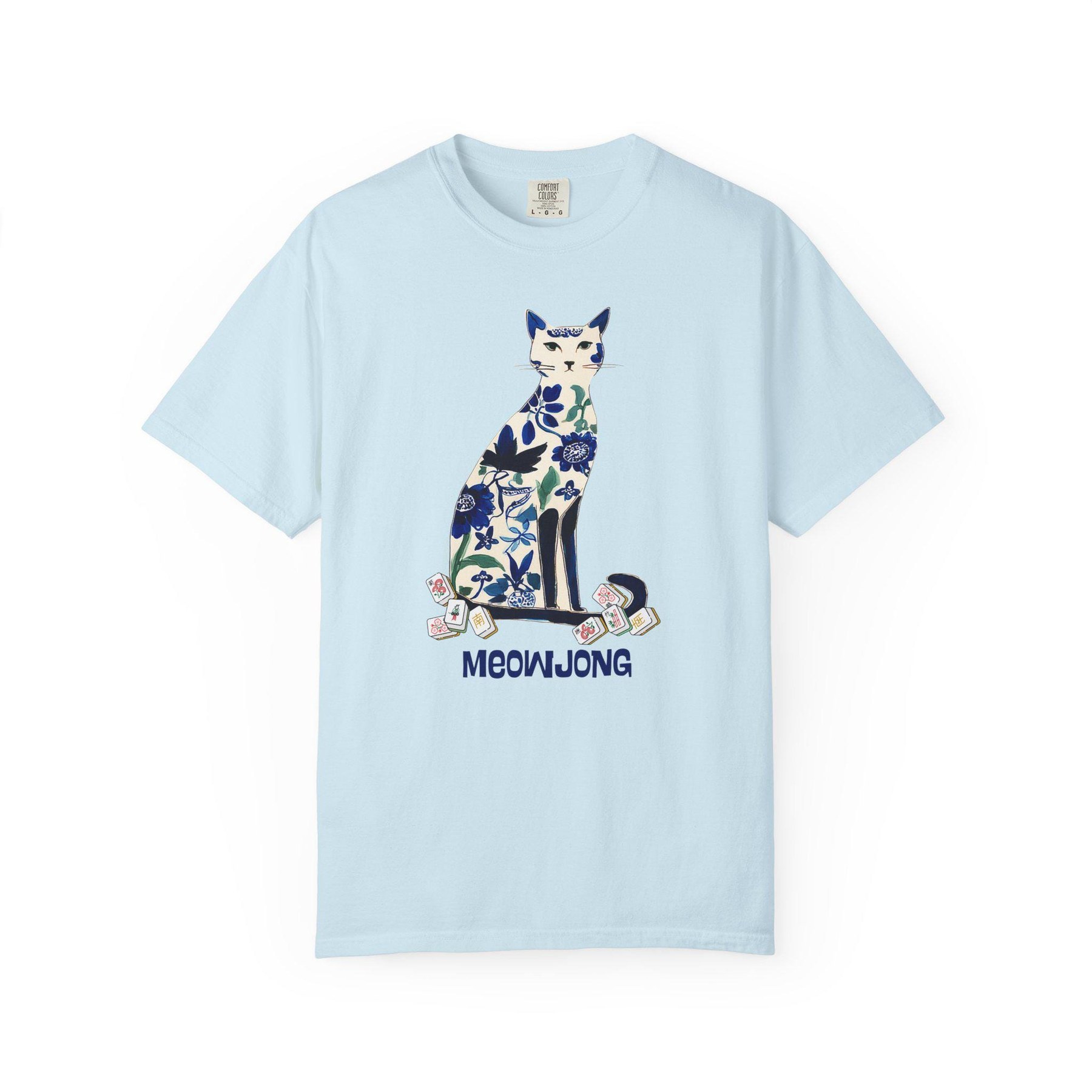 Mahjong "MeowJong" Chinoiserie Cat Comfort Colorsโข T-Shirt, view 5