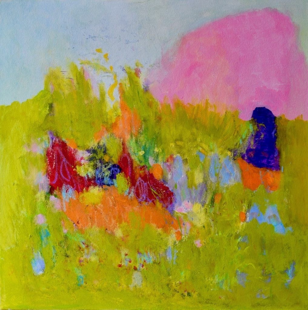 Back to the Garden 3, Acrylics and crayons on canvas, 24″ × 24″ × 2″