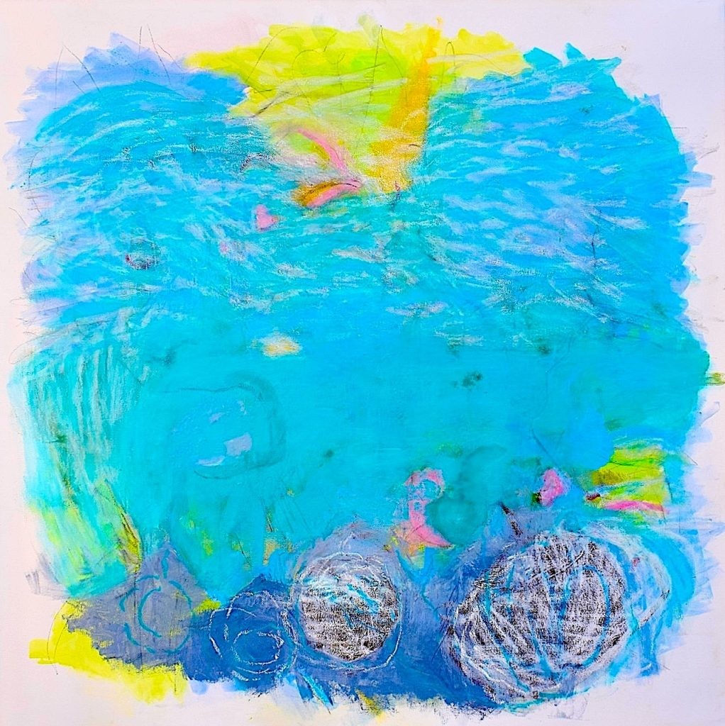 Sea, Acrylic and oil colors on canvas, 36″ × 36″ × 2″