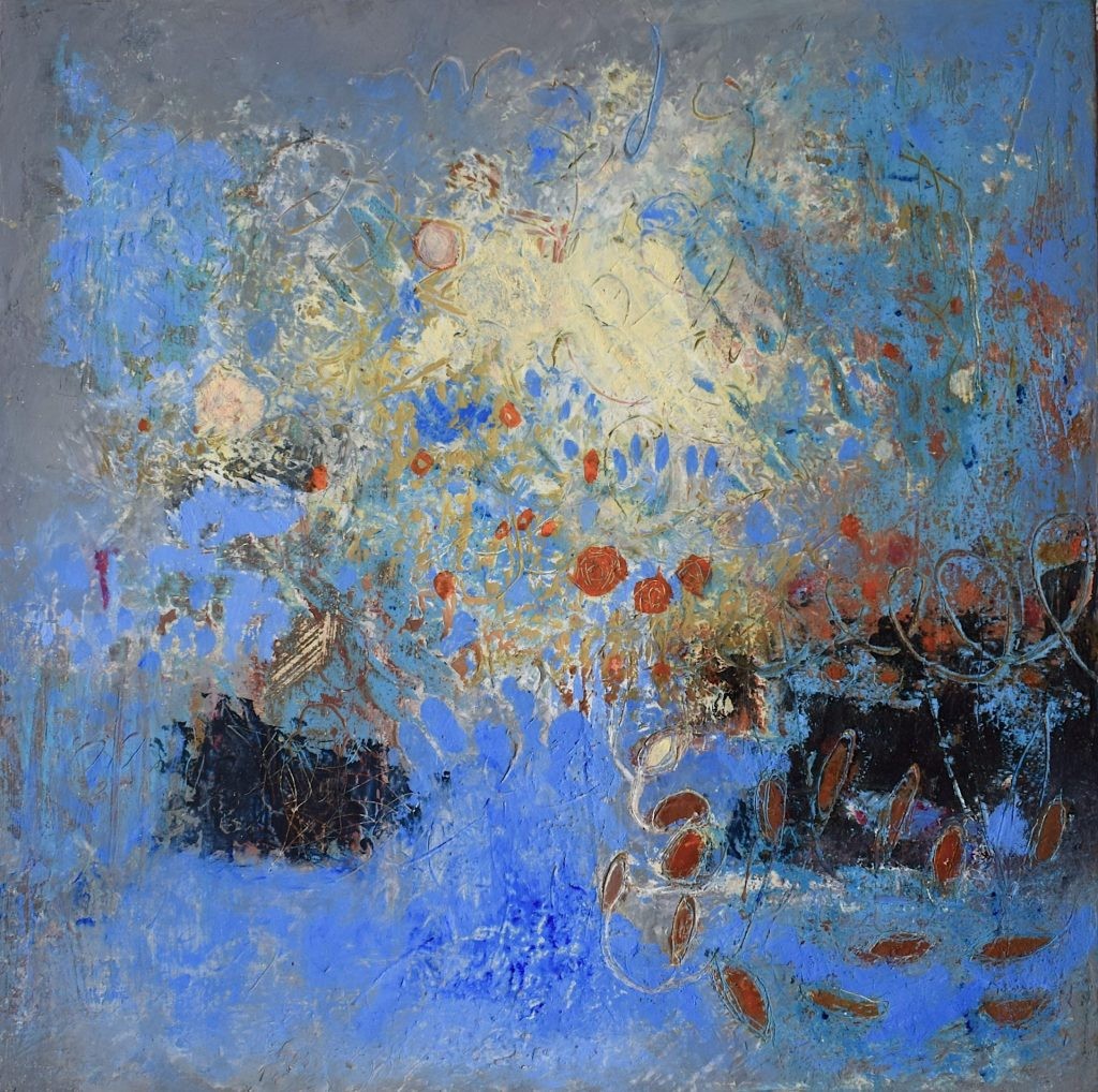 Release 1, small oil and cold wax painting by Dorothea Ney