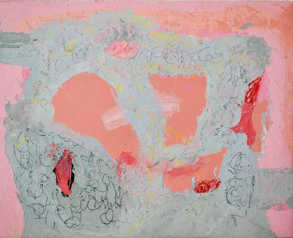Talking To You, Oil paint and cold wax on linen art panel, 10″ × 8″ × 1″