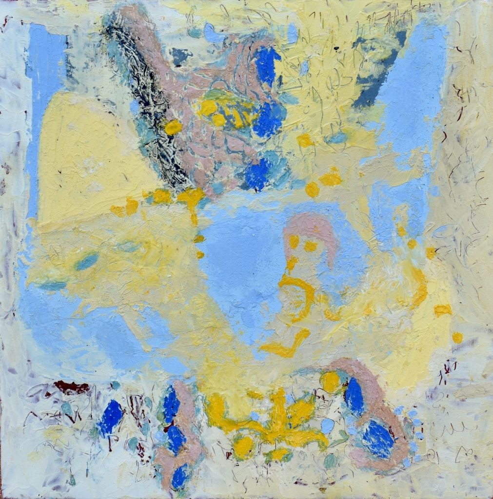 Beach Vibes, Oil color and cold wax, 13″ × 13″ × 2″