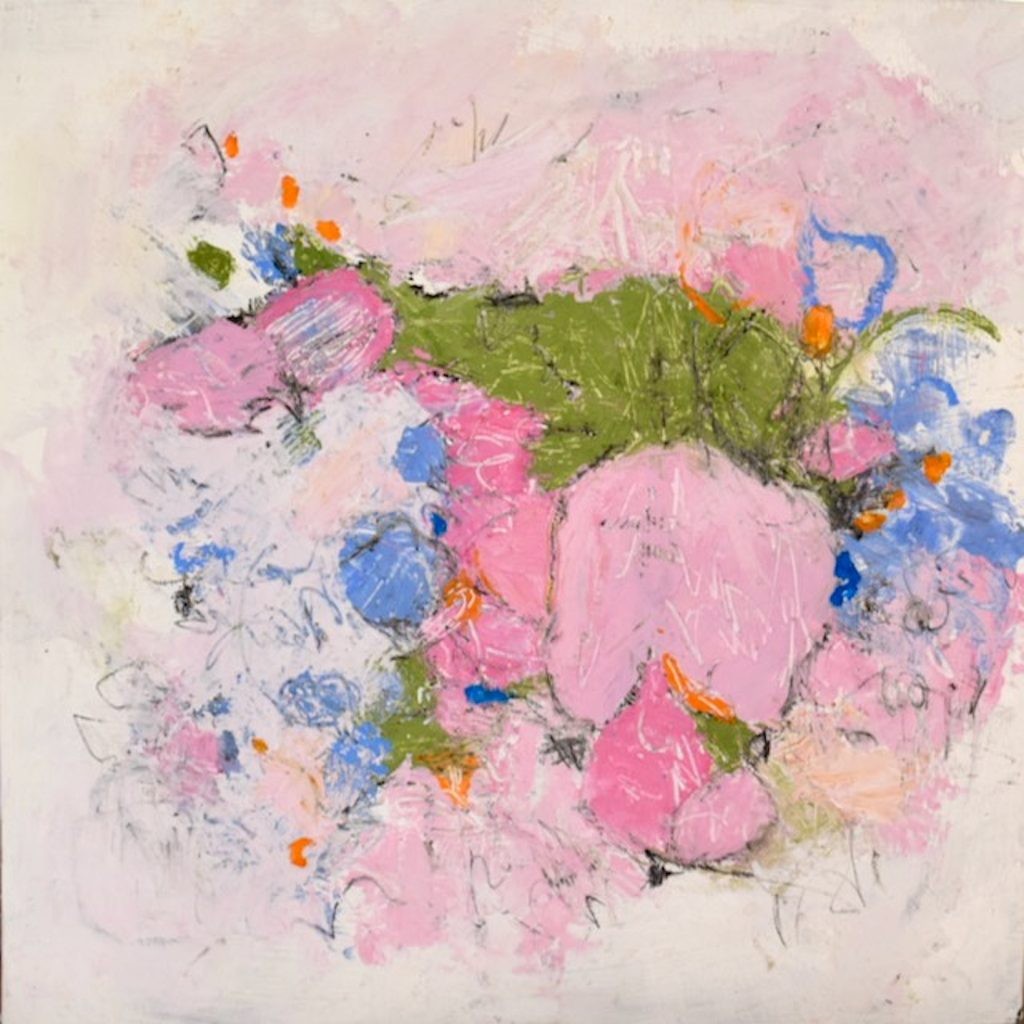 Metamorphosis 4, Oil color, cold wax and crayons on wood, 13″ × 13″ × 2″