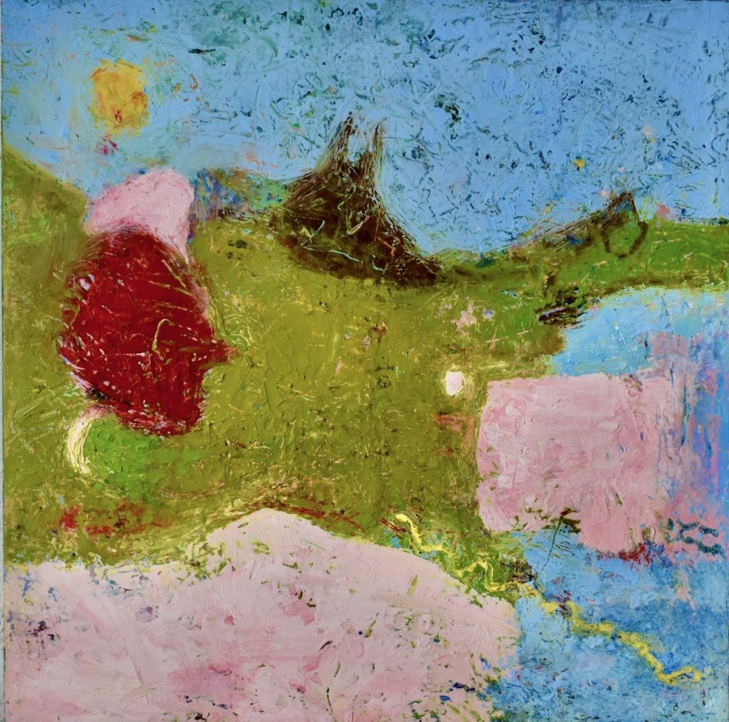 Metamorphosis 3, Oil color and cold wax on wood panel, 13″ × 13″ × 2″