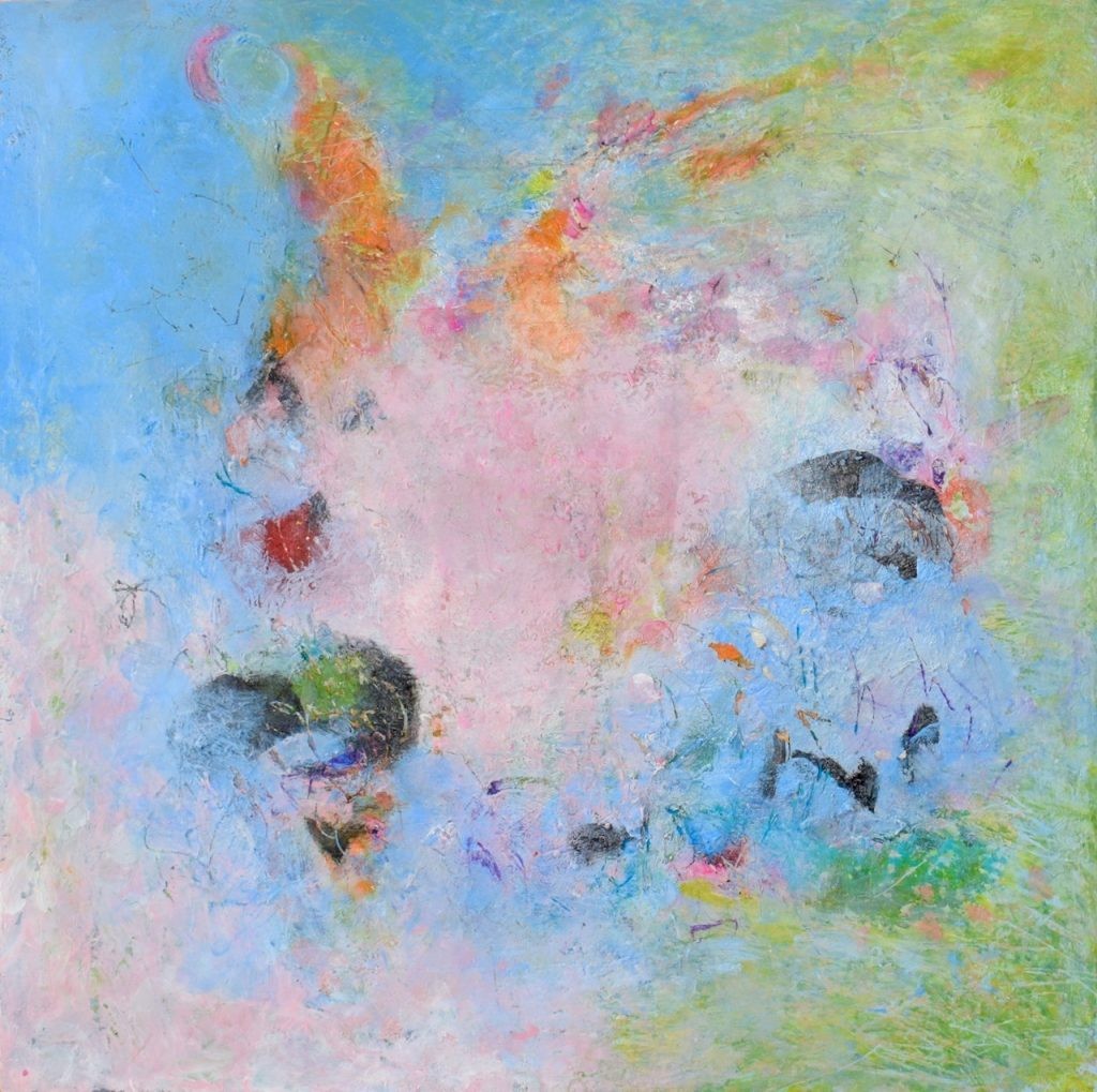 Shifting 2, Acrylics and oil color on wood, 13″ × 13″ × 2″