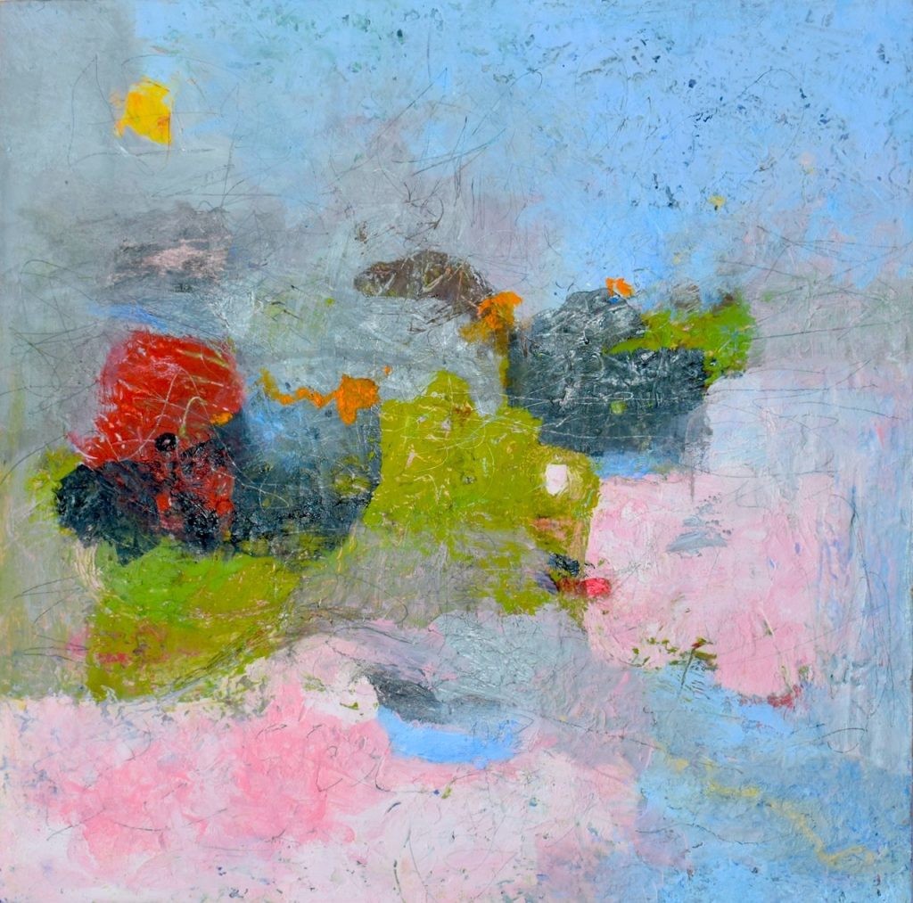 Shifting 3, Acrylics and oil color on wood, 13″ × 13″ × 2″