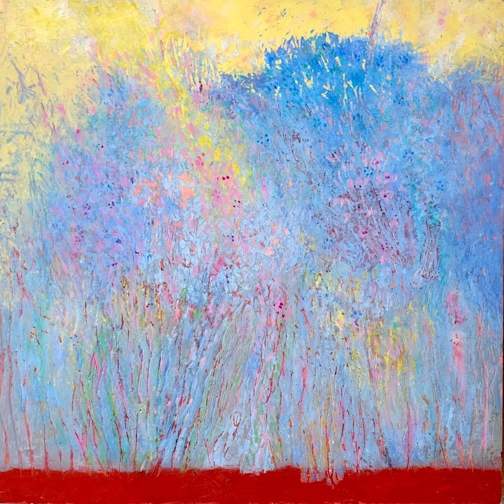 Sweet Earth, Oil color and acrylics on wood panel, 13″ × 13″ × 2″