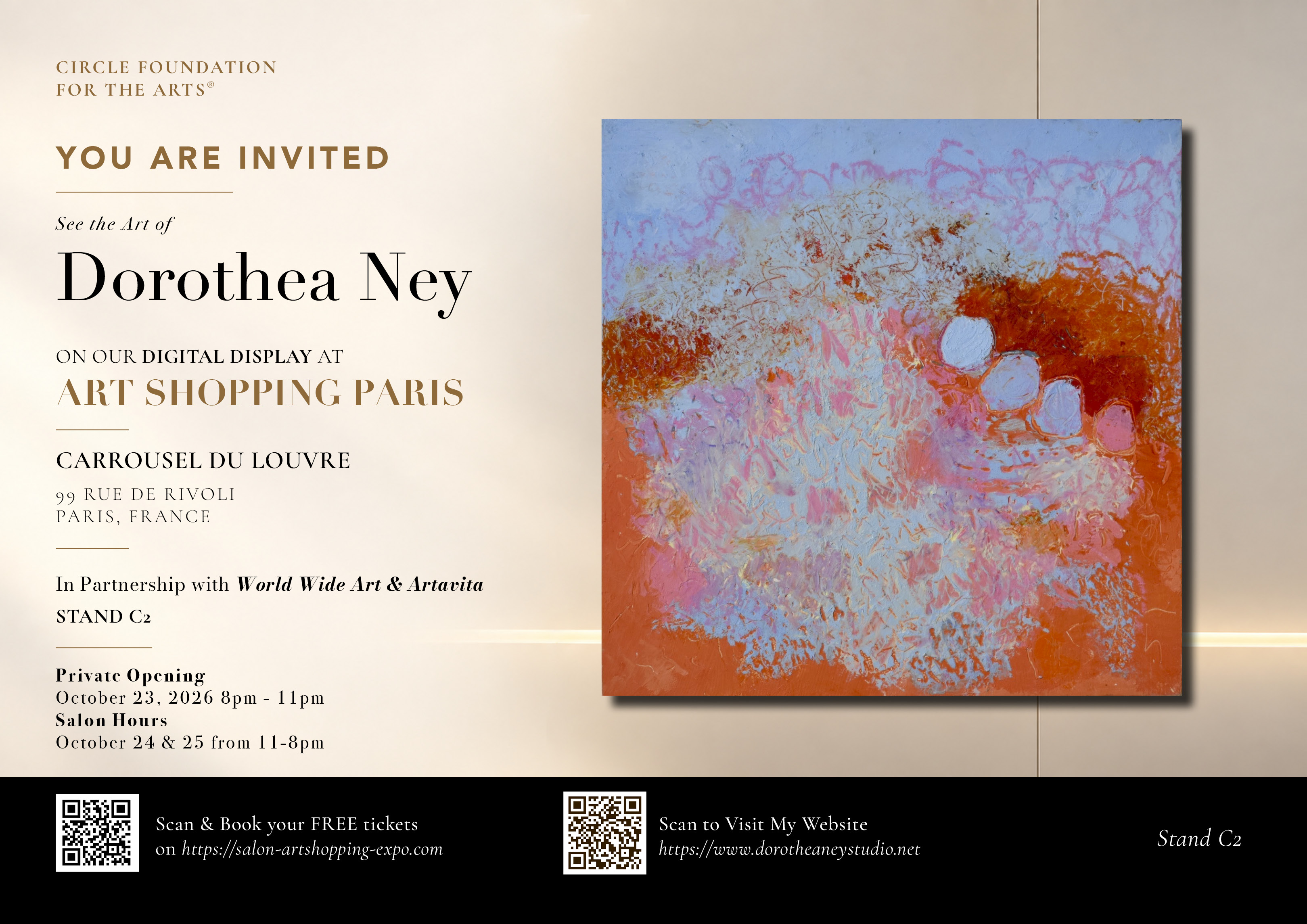 Invitation to see Dorothea Ney at Art Shopping Paris, Carrousel du Louvre, October 23 to 25, 2026