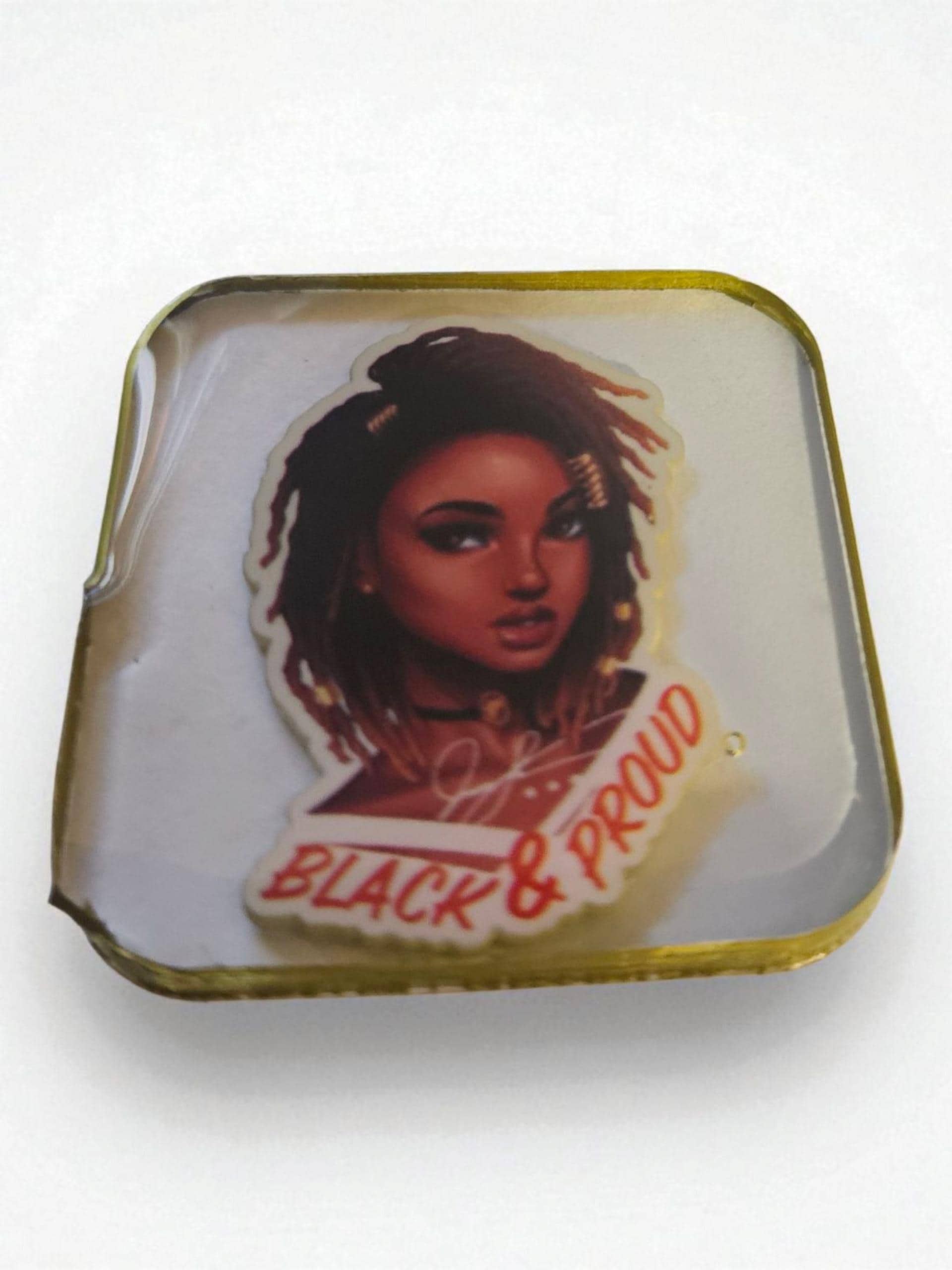 BLACK and Proud Afrocentric Resin Lapel Pin view 2