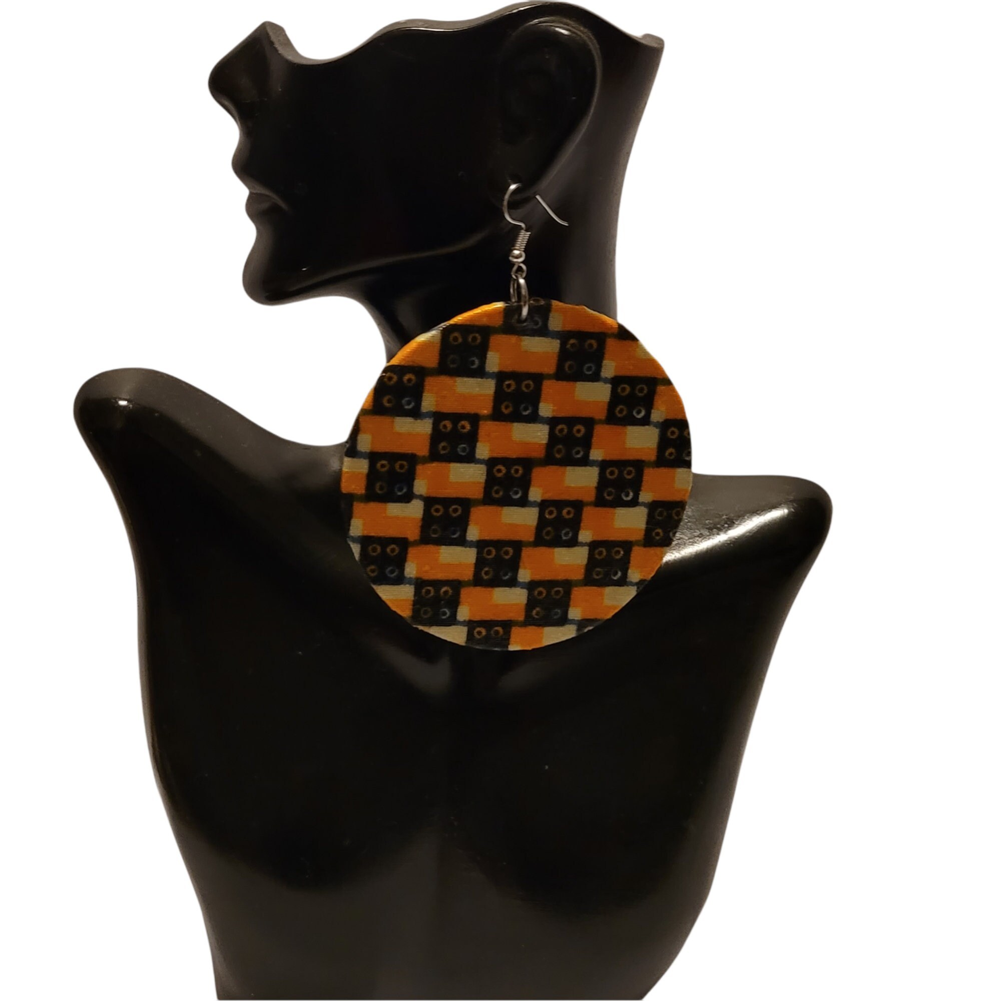 Afrocentric Fabric and wood Earrings