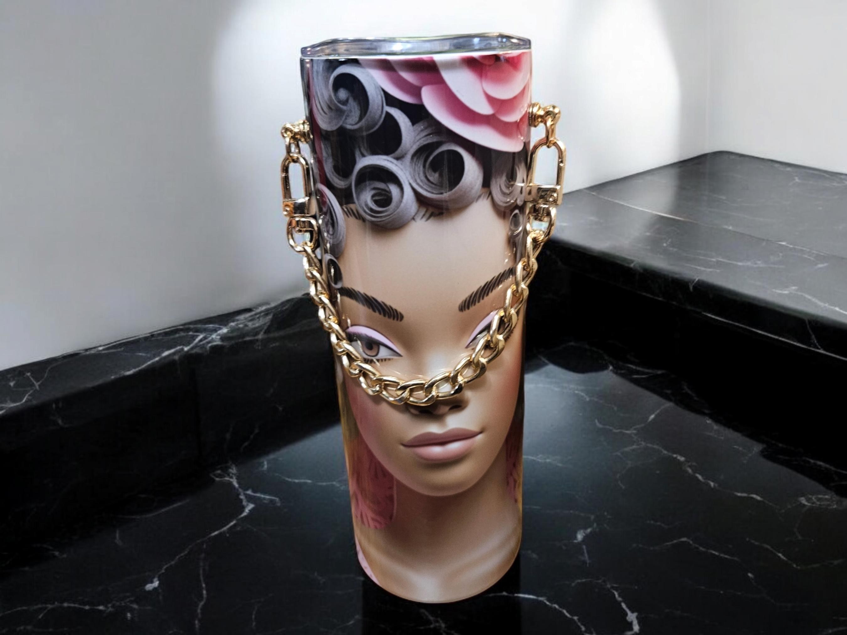 Chain Purse Floral Majesty Afrocentric Tumbler,Afrocentric Woman 20oz Tumbler view 2