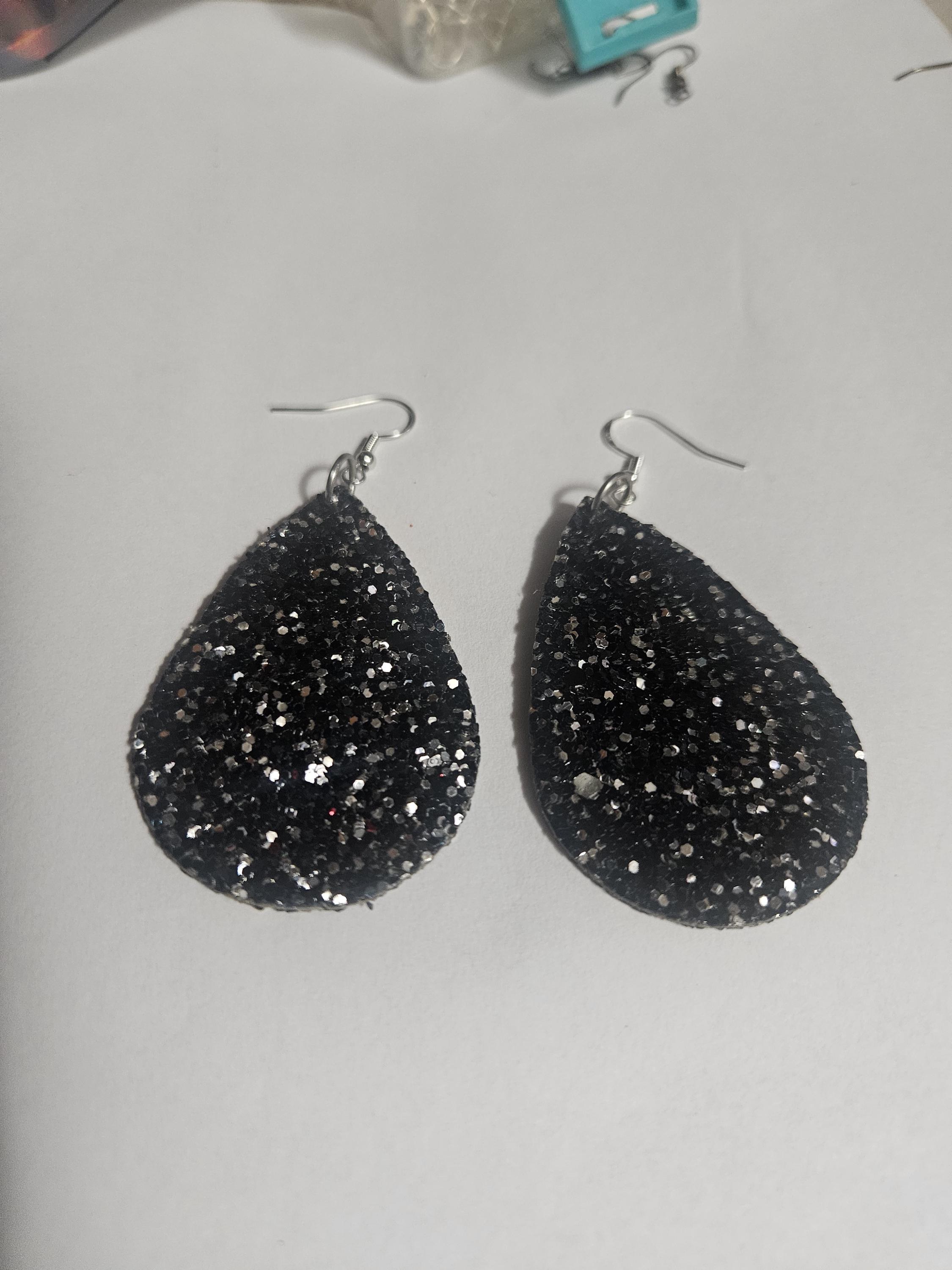 Glitter Tear Drop Earrings