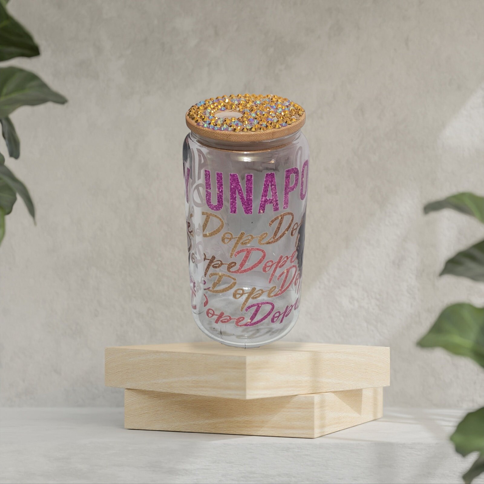 Unapologetically Dope,BeerCan,Glass,Ice Coffee Glass,Housewarming Gift, Afrocentric, Afro,bling view 3