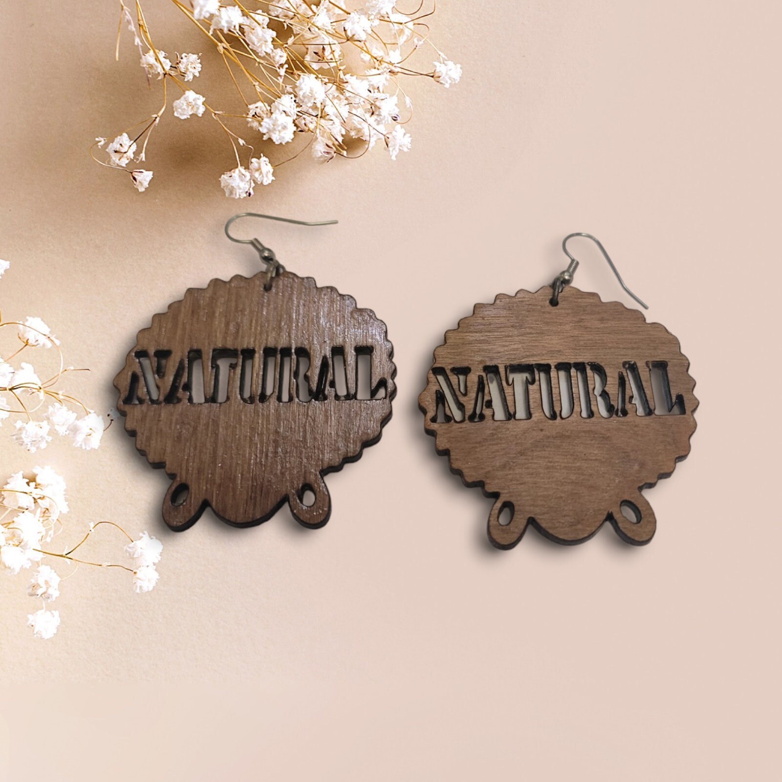 Natural Wood Earring Wood Queen Hoop Earrings, Hoop Earrings, Dangle Earrings, Ethnic Earrings, view 2